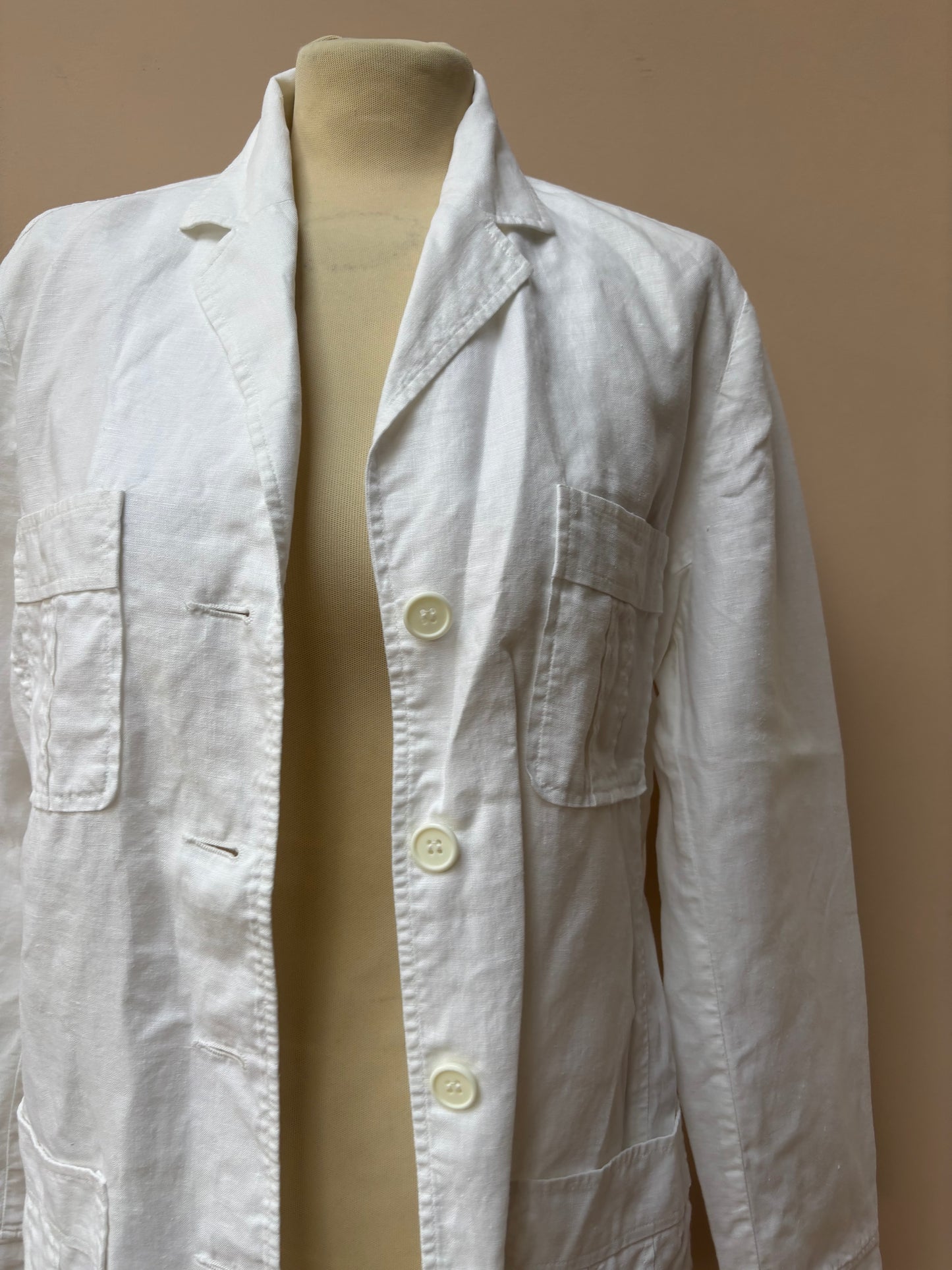 Vintage white 100% linen jacket size 12