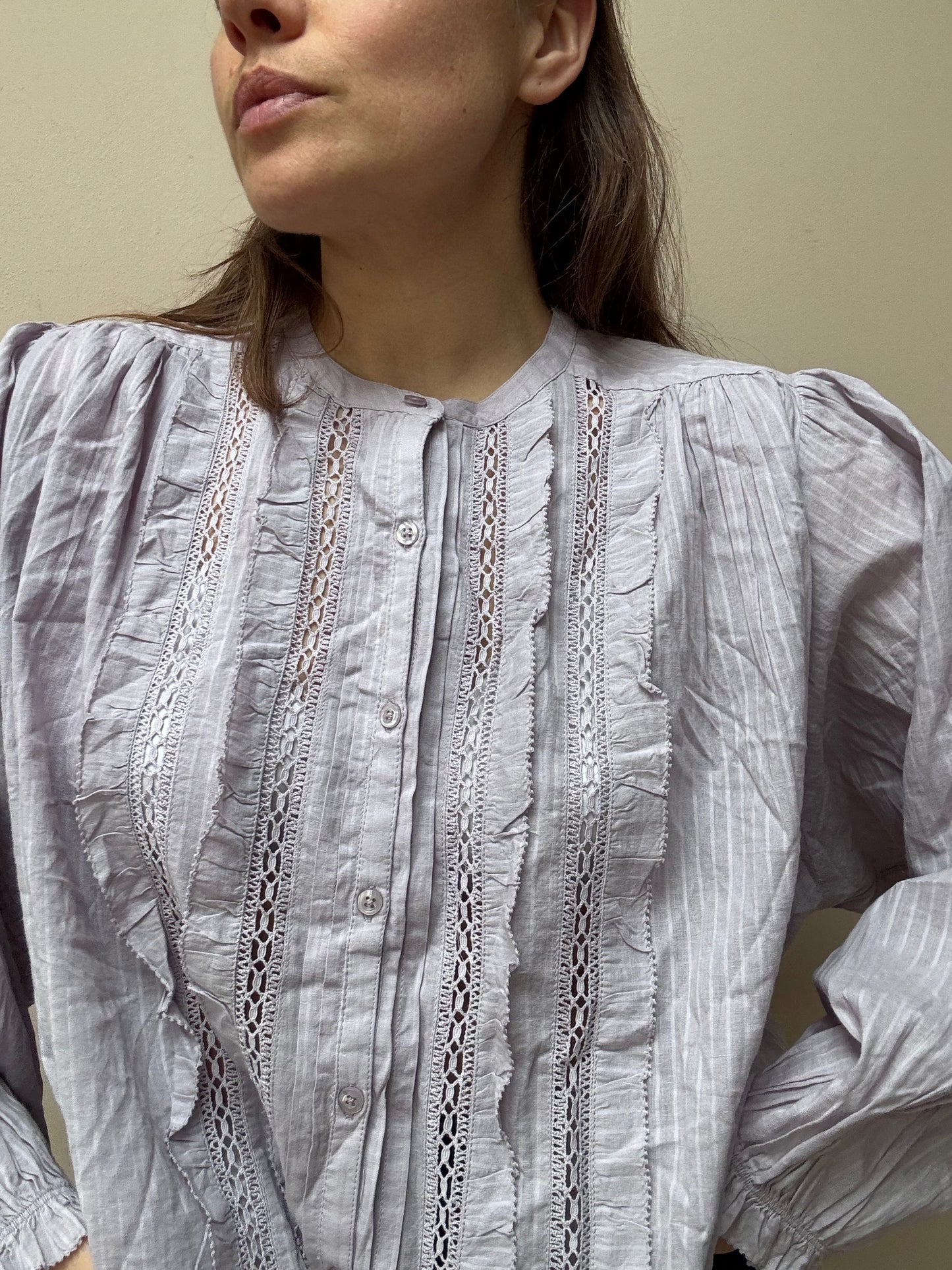 Pale lilac 100% cotton blouse size 8-12