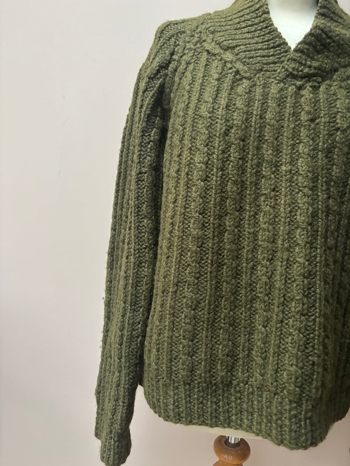 Green knitted wool jumper size Medium