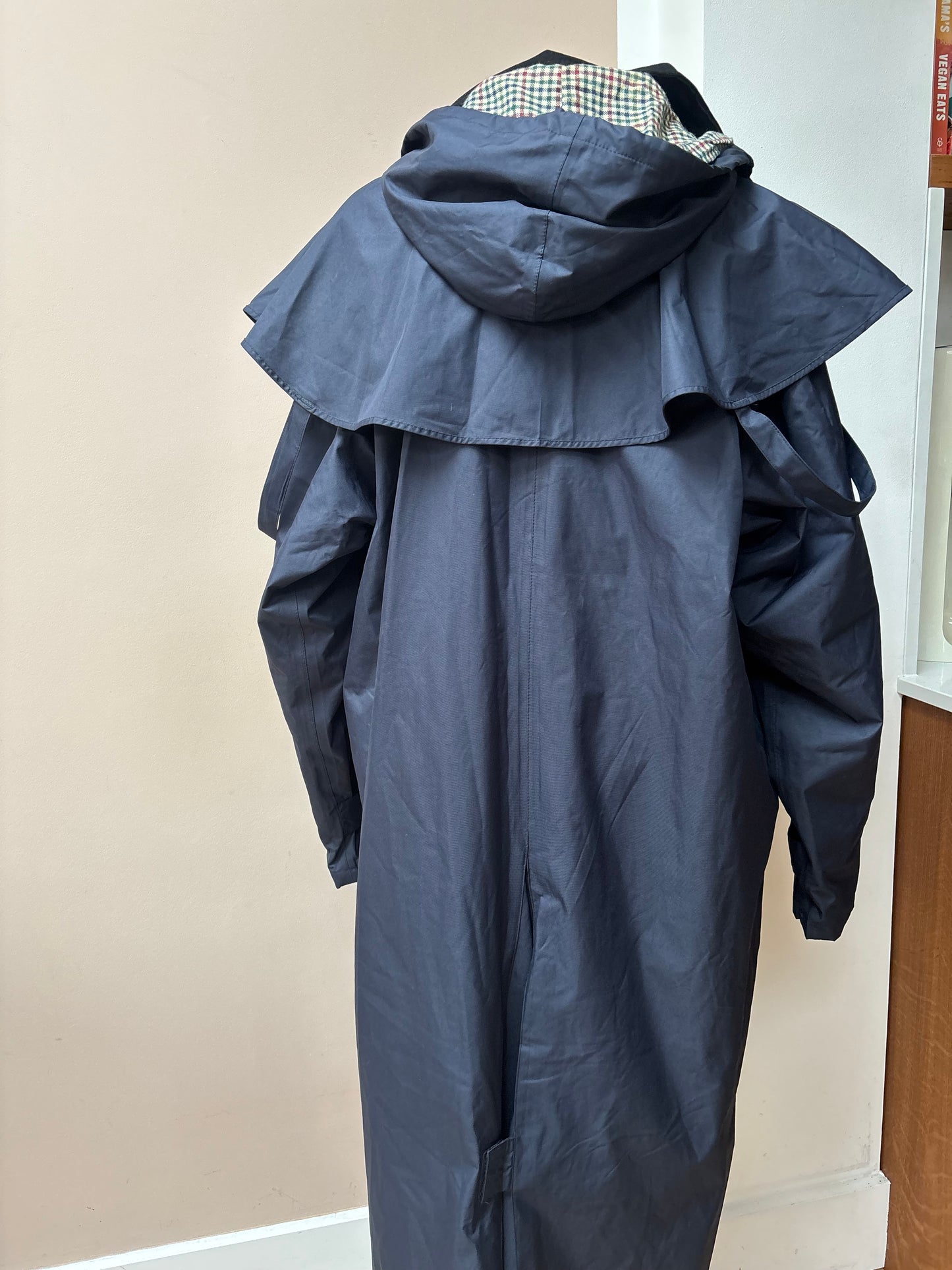 Vintage long navy waterproof jacket size 12/14