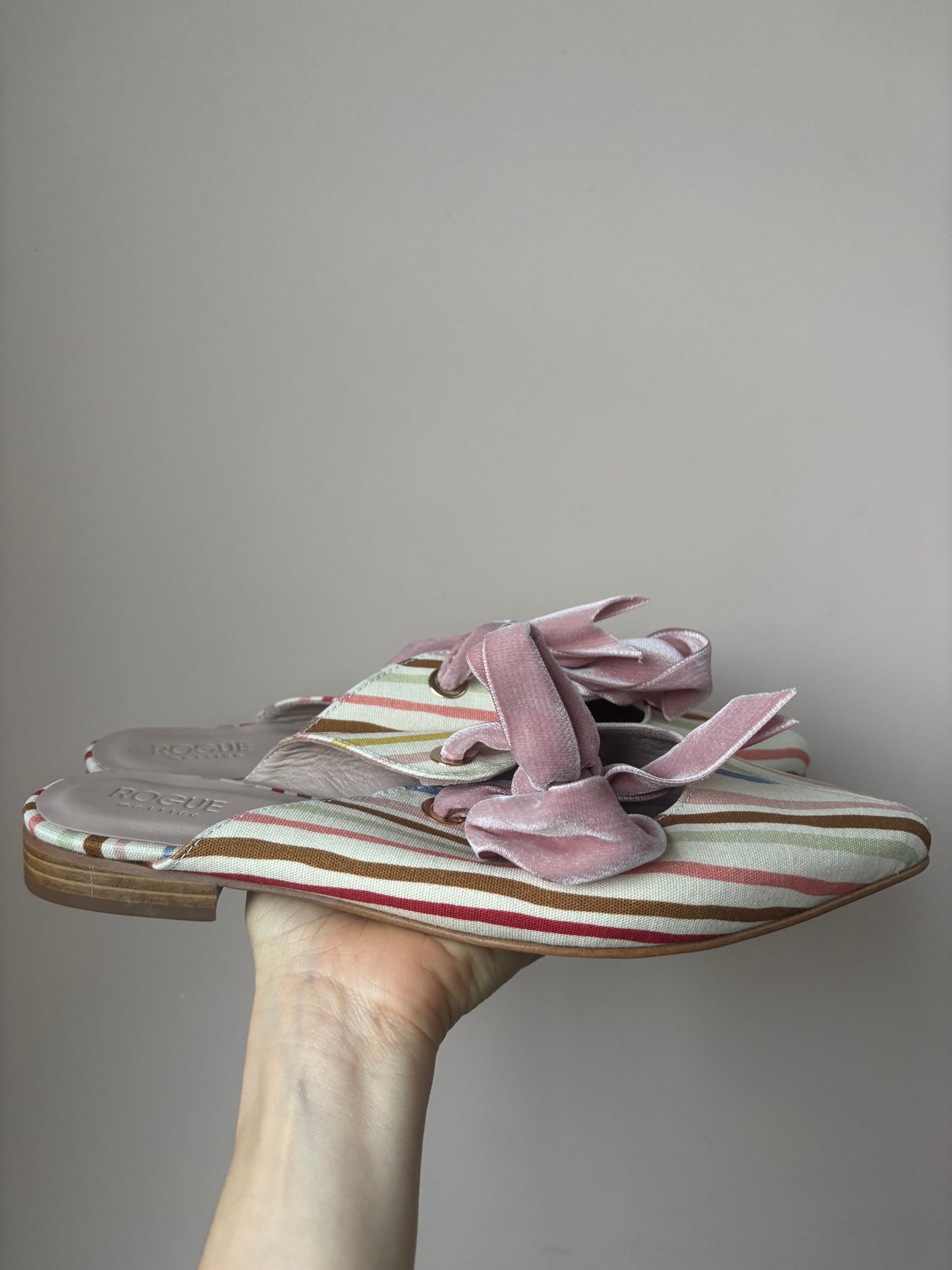 Rogue Matilda striped flat shoes with bow size 41 UK8