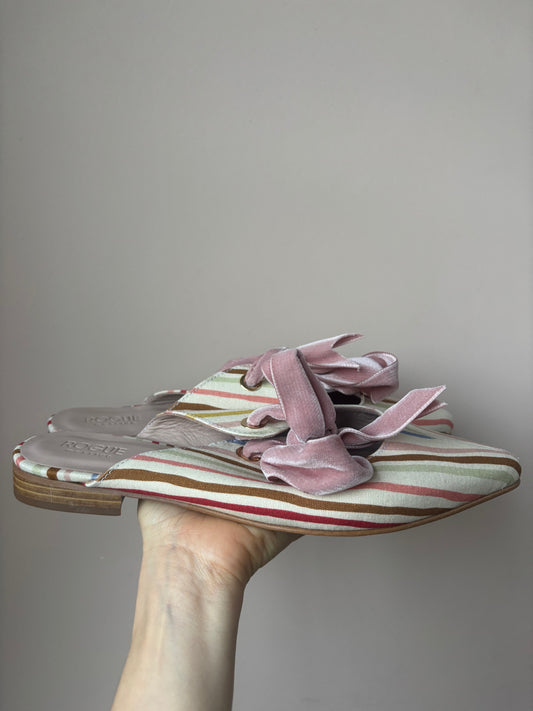 Rogue Matilda striped flat shoes with bow size 41 UK8