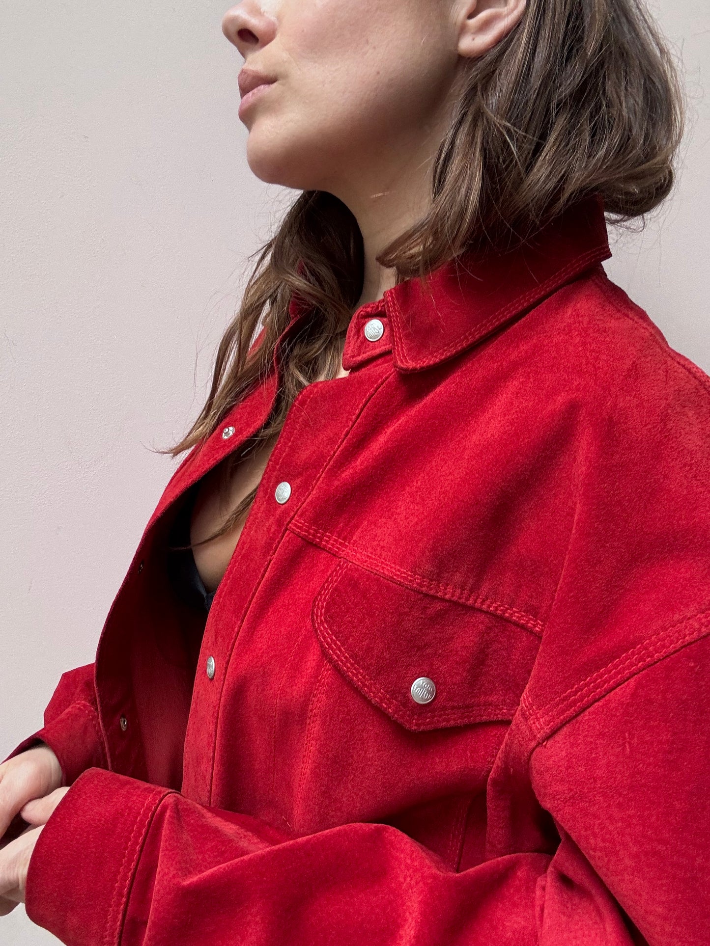 Red suede shacket size 14-18