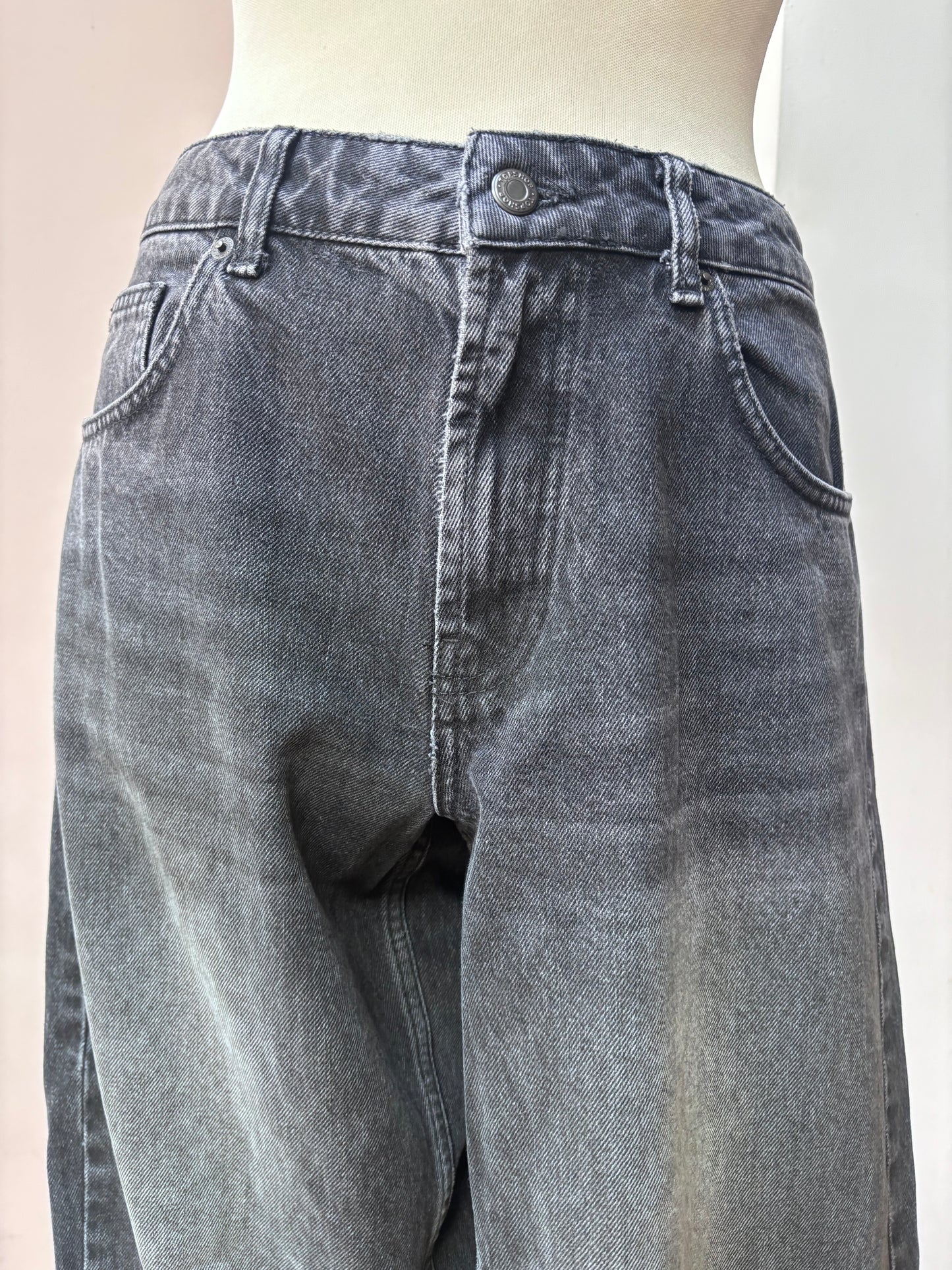 Black cotton wide leg jeans size 10/12