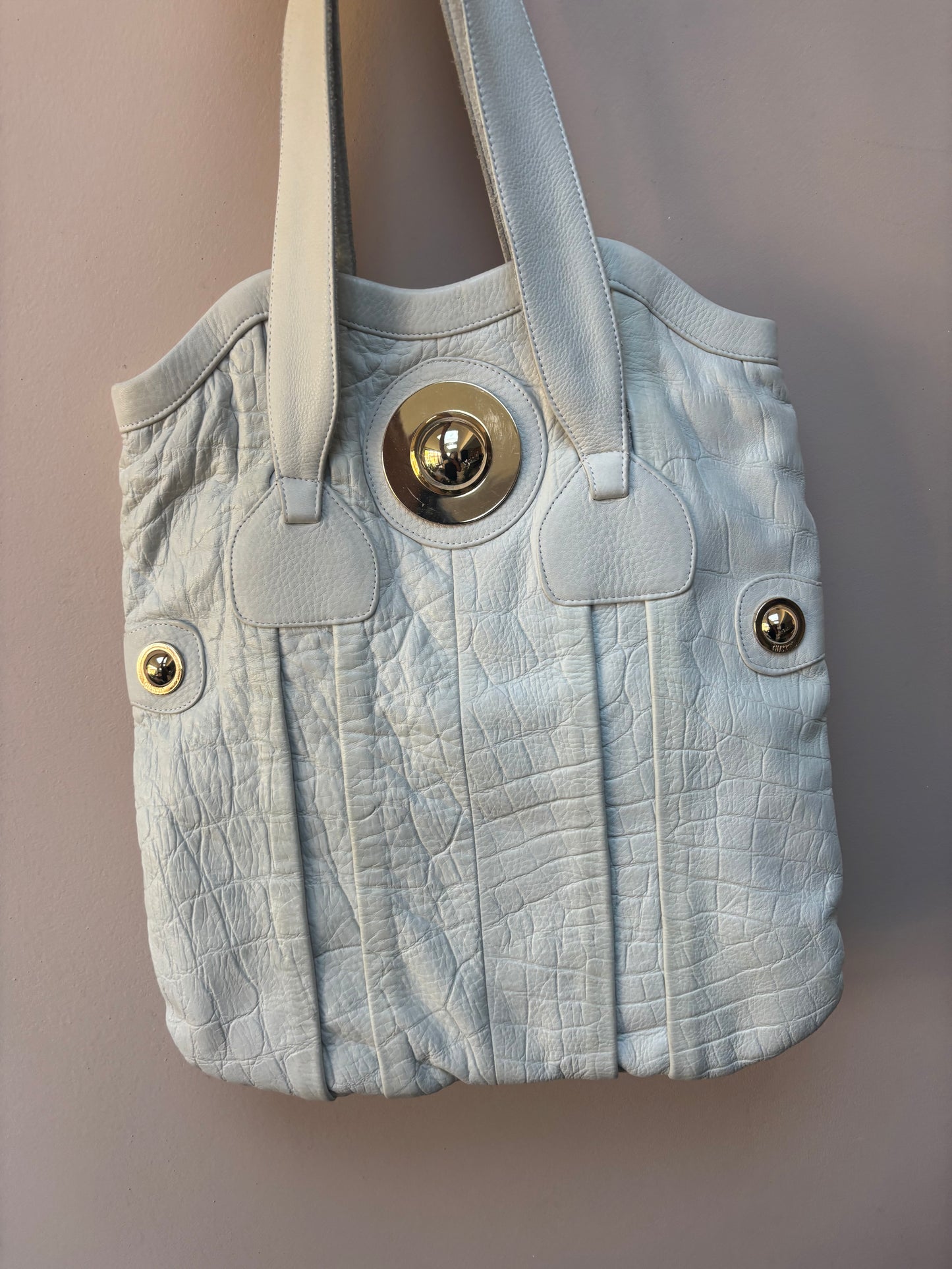 Pale blue leather bag