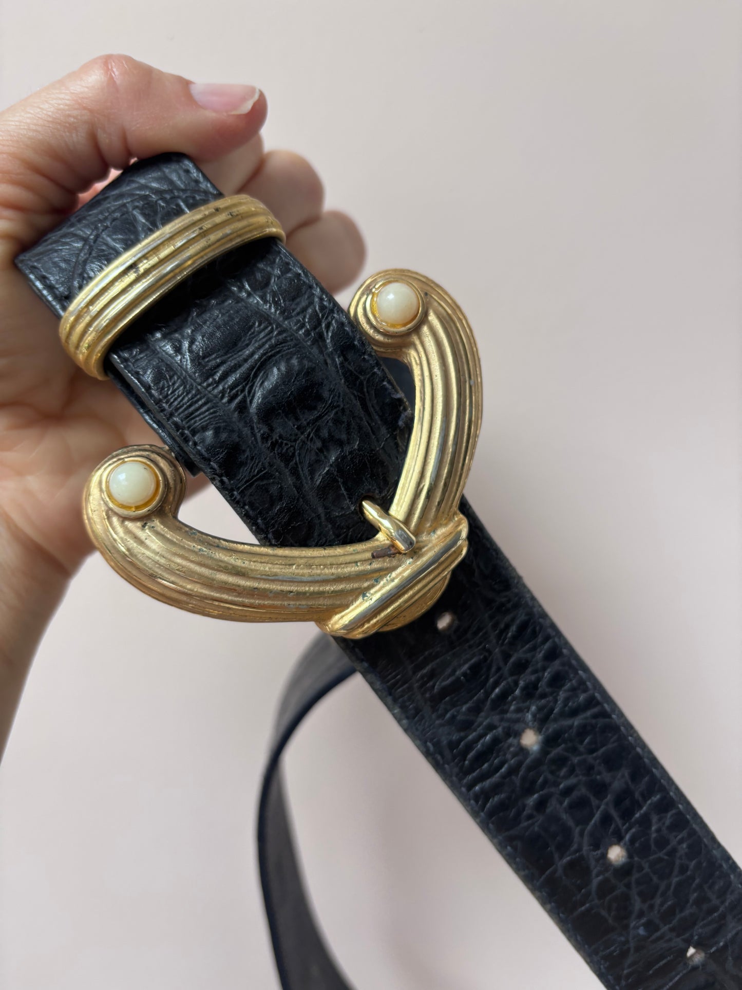 Vintage black leather belt size 8/10