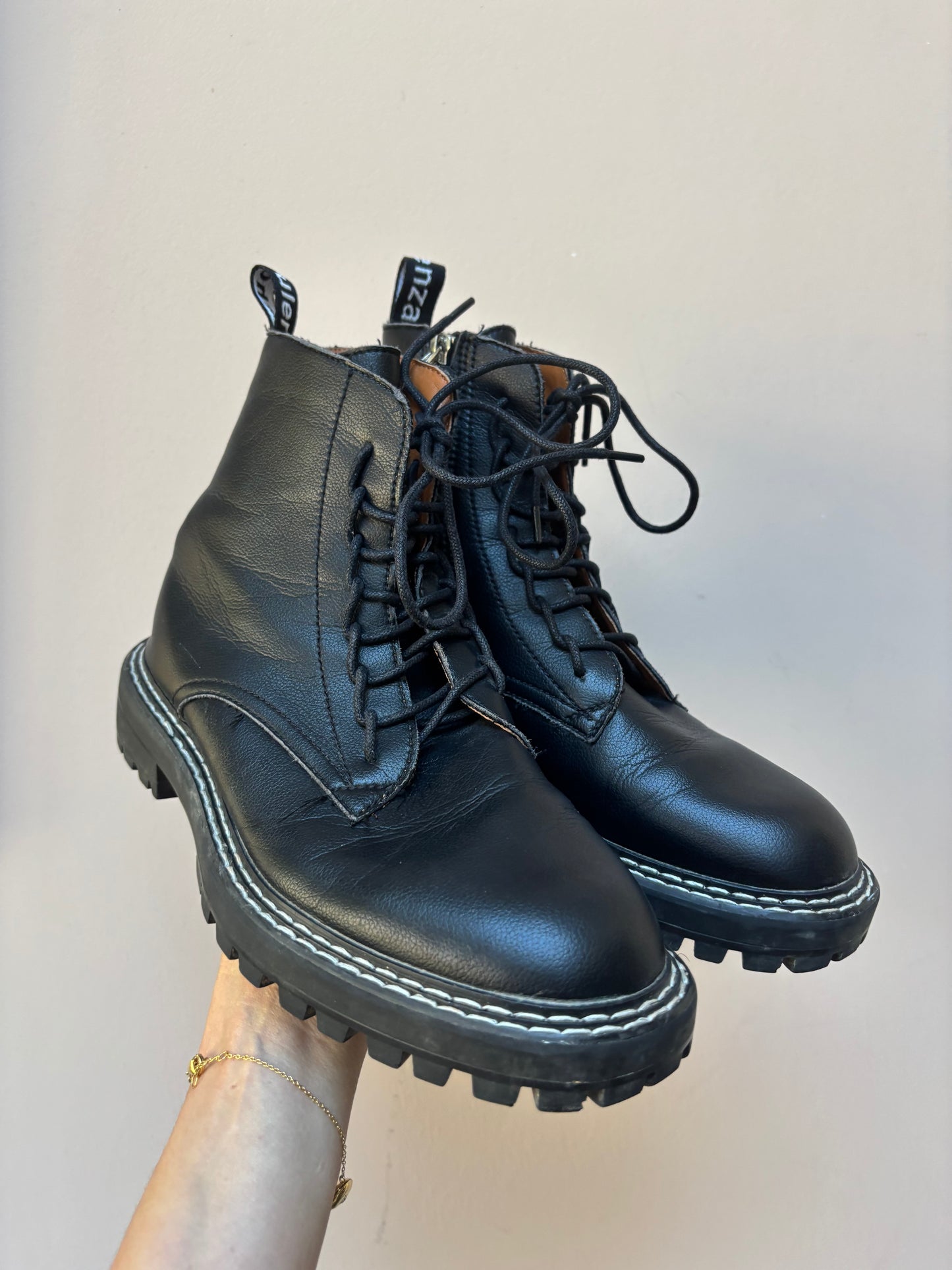 Proenza Schouler black leather boots size UK6.5