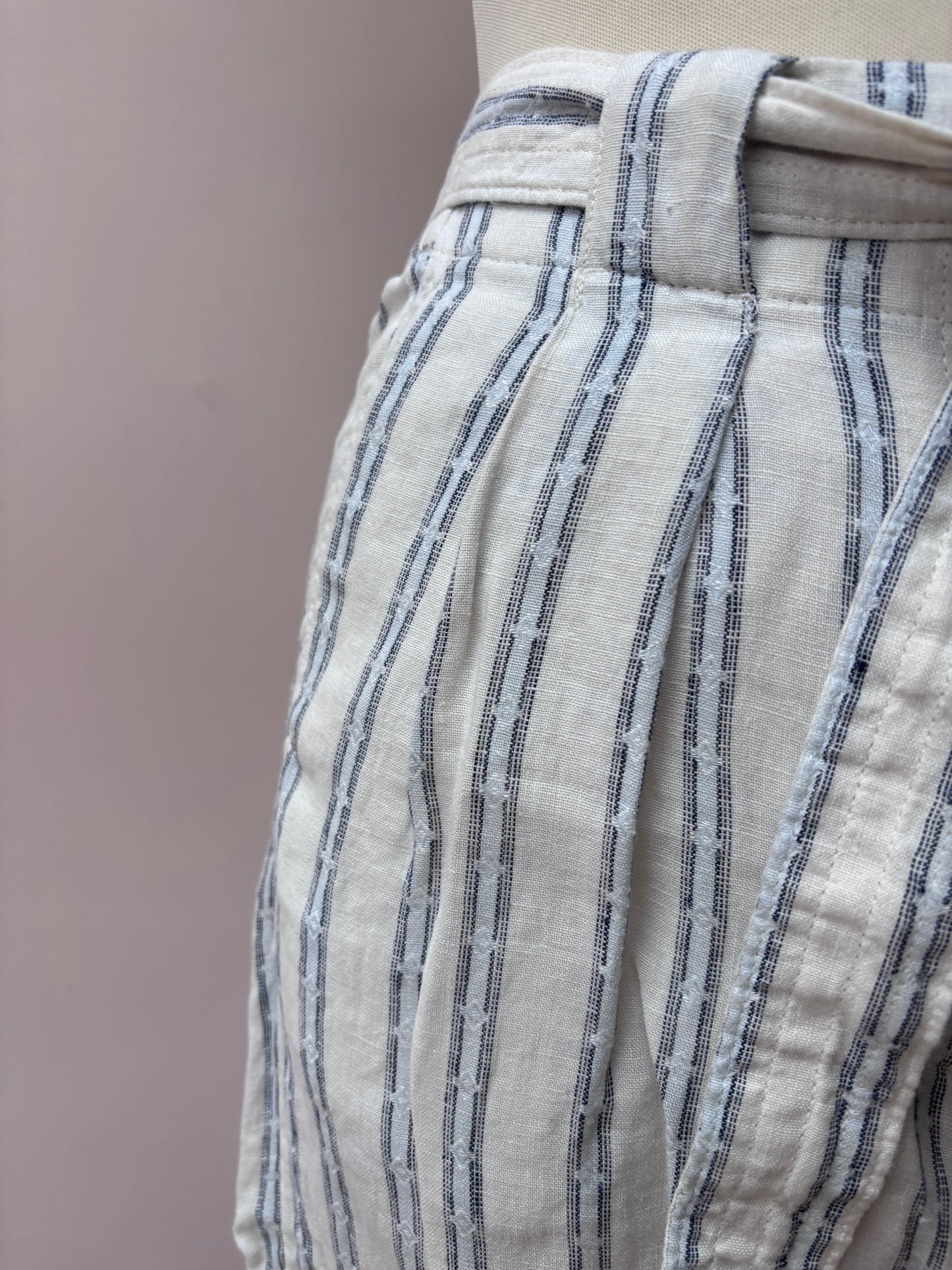 100% linen cropped wide leg trousers size UK8