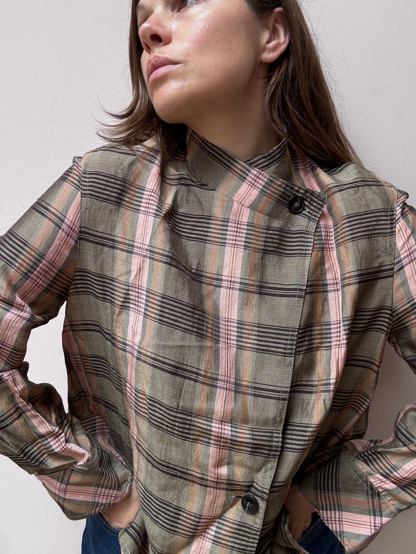 Linen mix cross front jacket size Medium BNWT