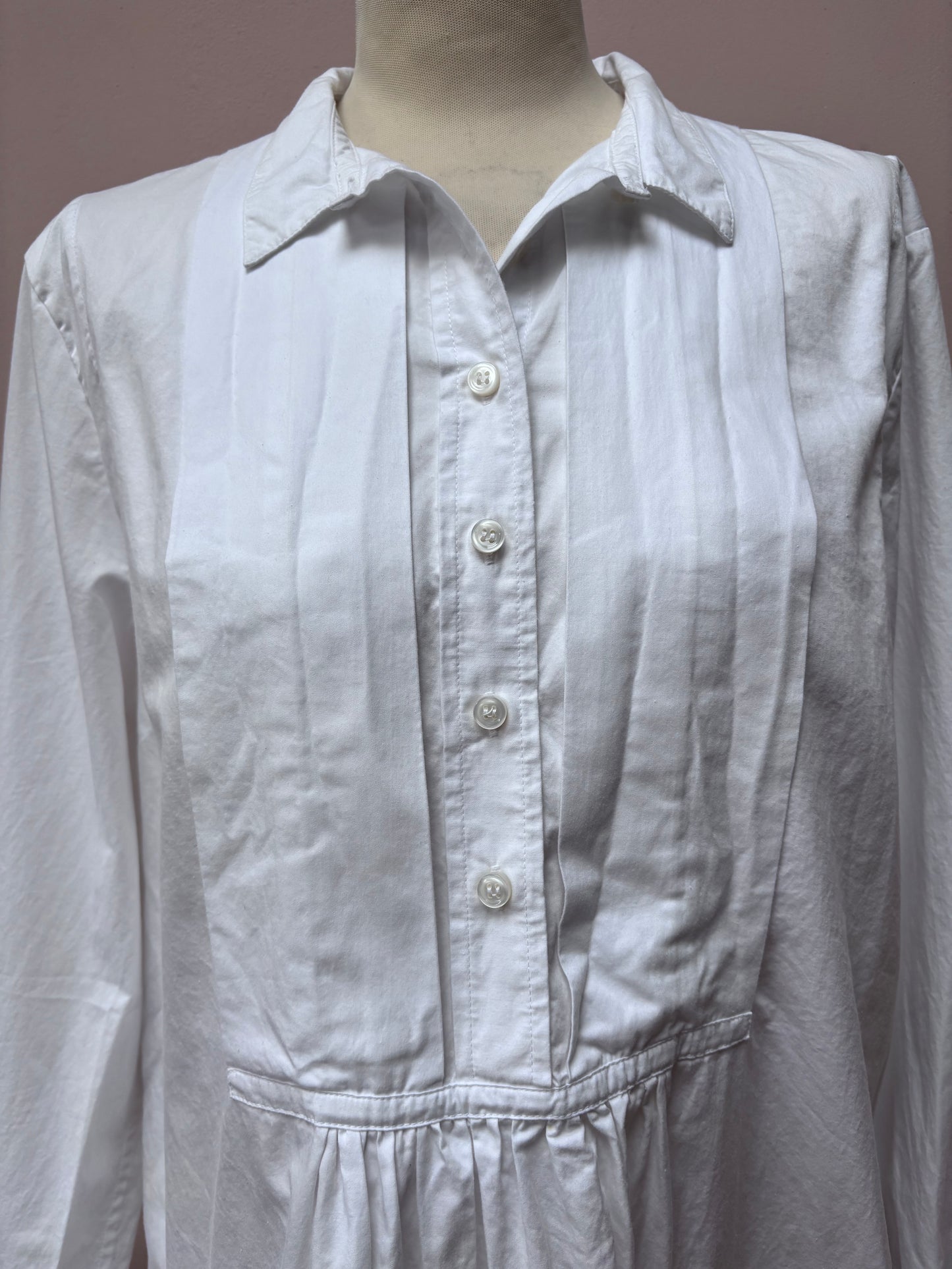 Toast white cotton shirt with detailing on bib size18