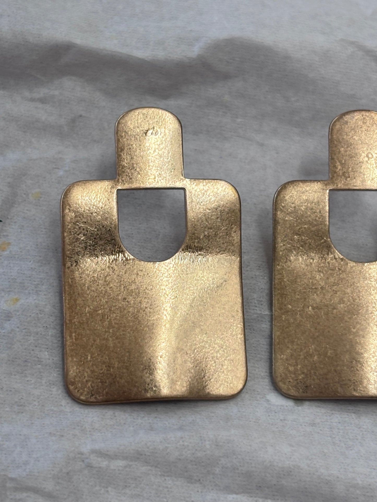 Brushed flat gold earrings
