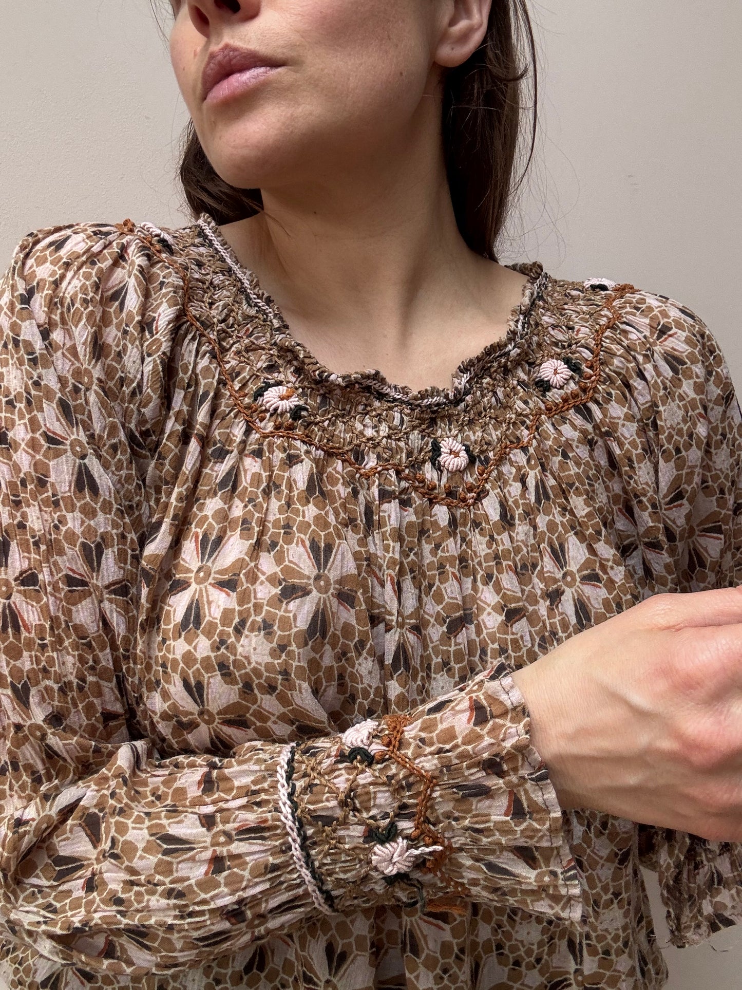 Patterned 100% organic cotton blouse size 12/14