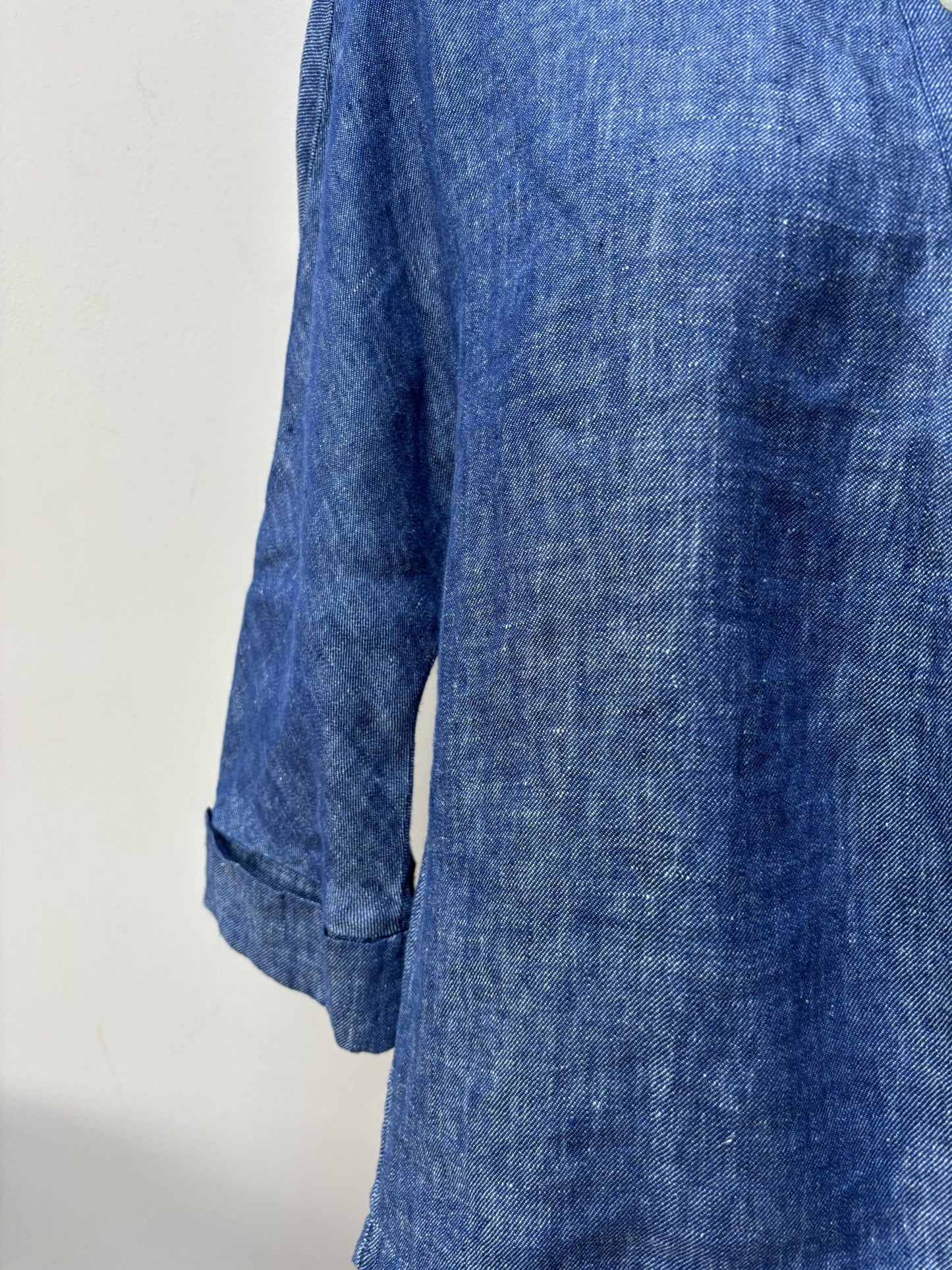 Blue linen top size 16