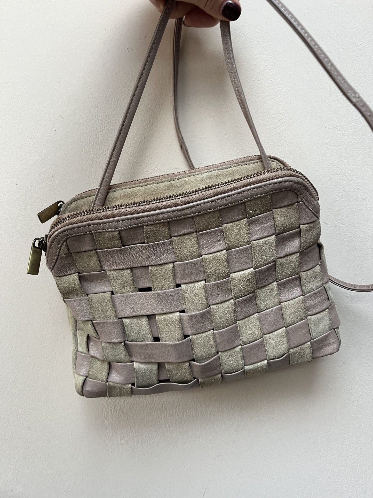 Vintage woven suede leather bag