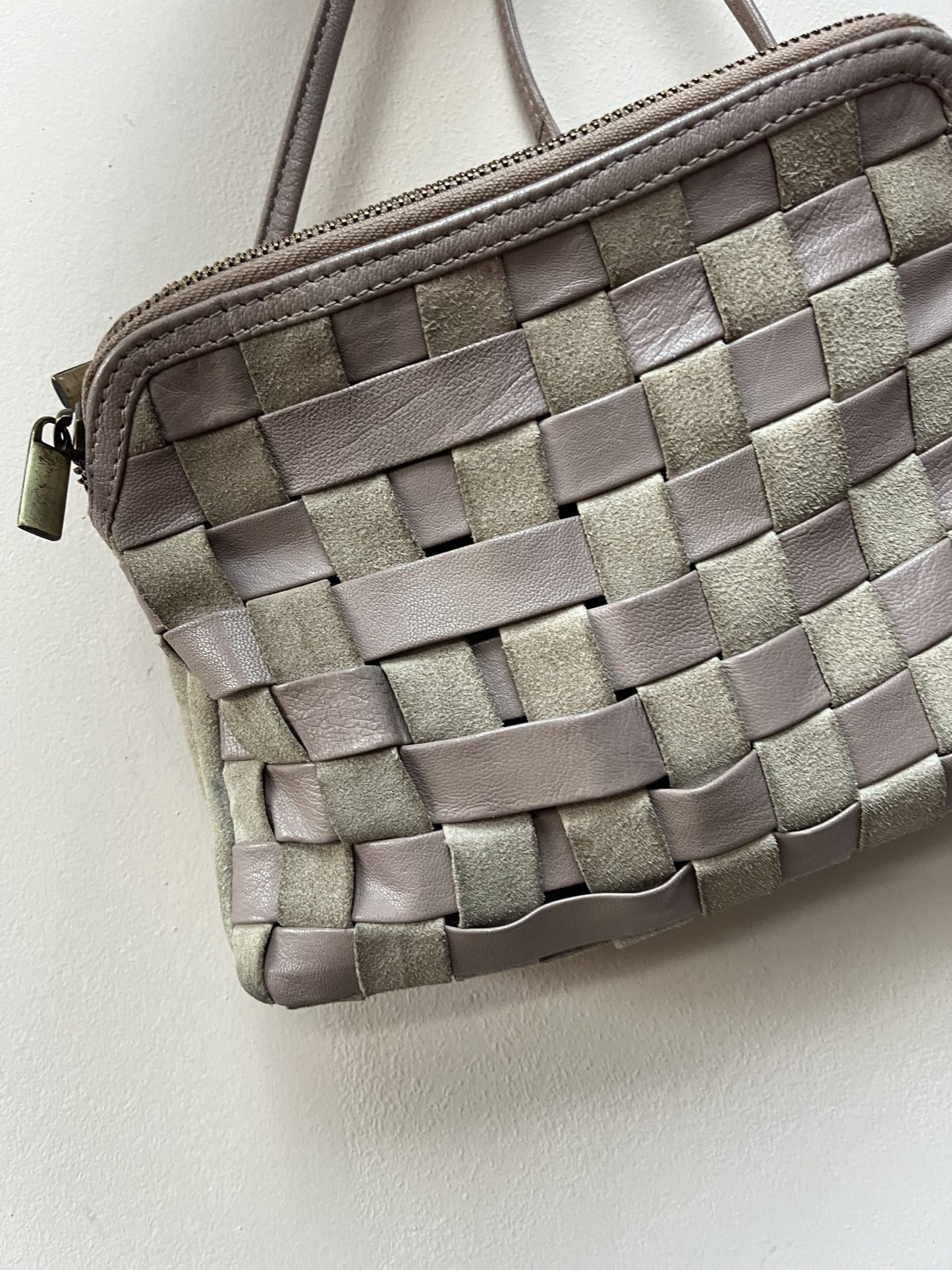 Vintage woven suede leather bag