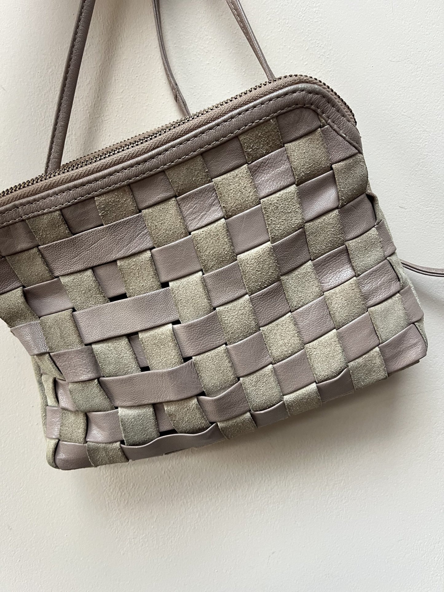 Vintage woven suede leather bag