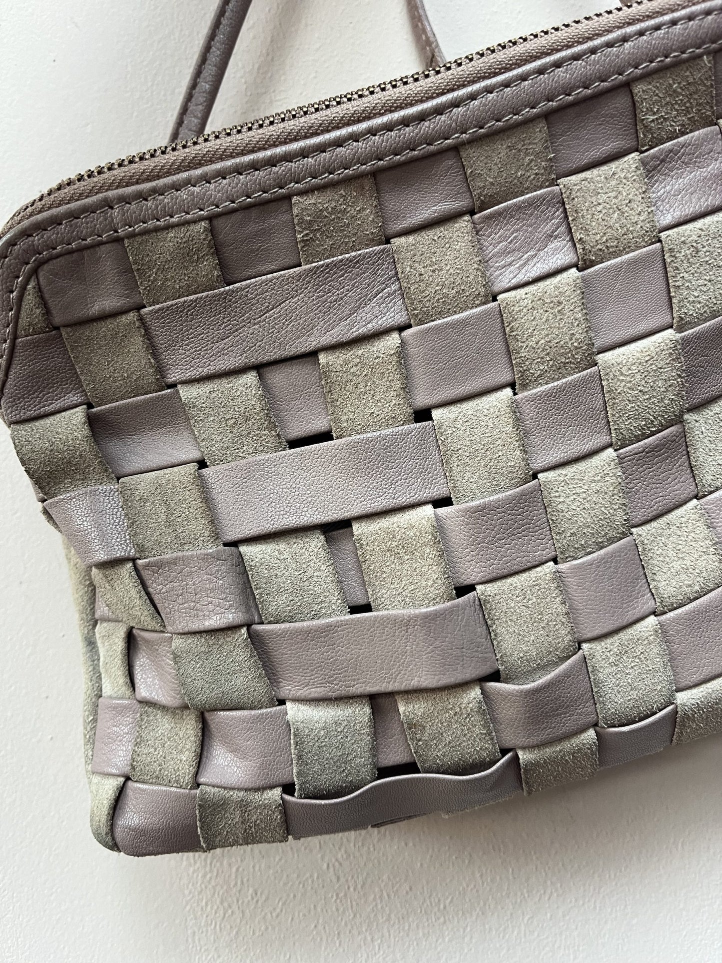 Vintage woven suede leather bag
