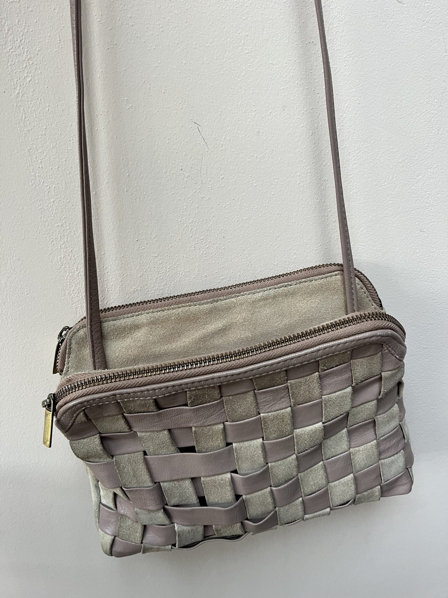 Vintage woven suede leather bag