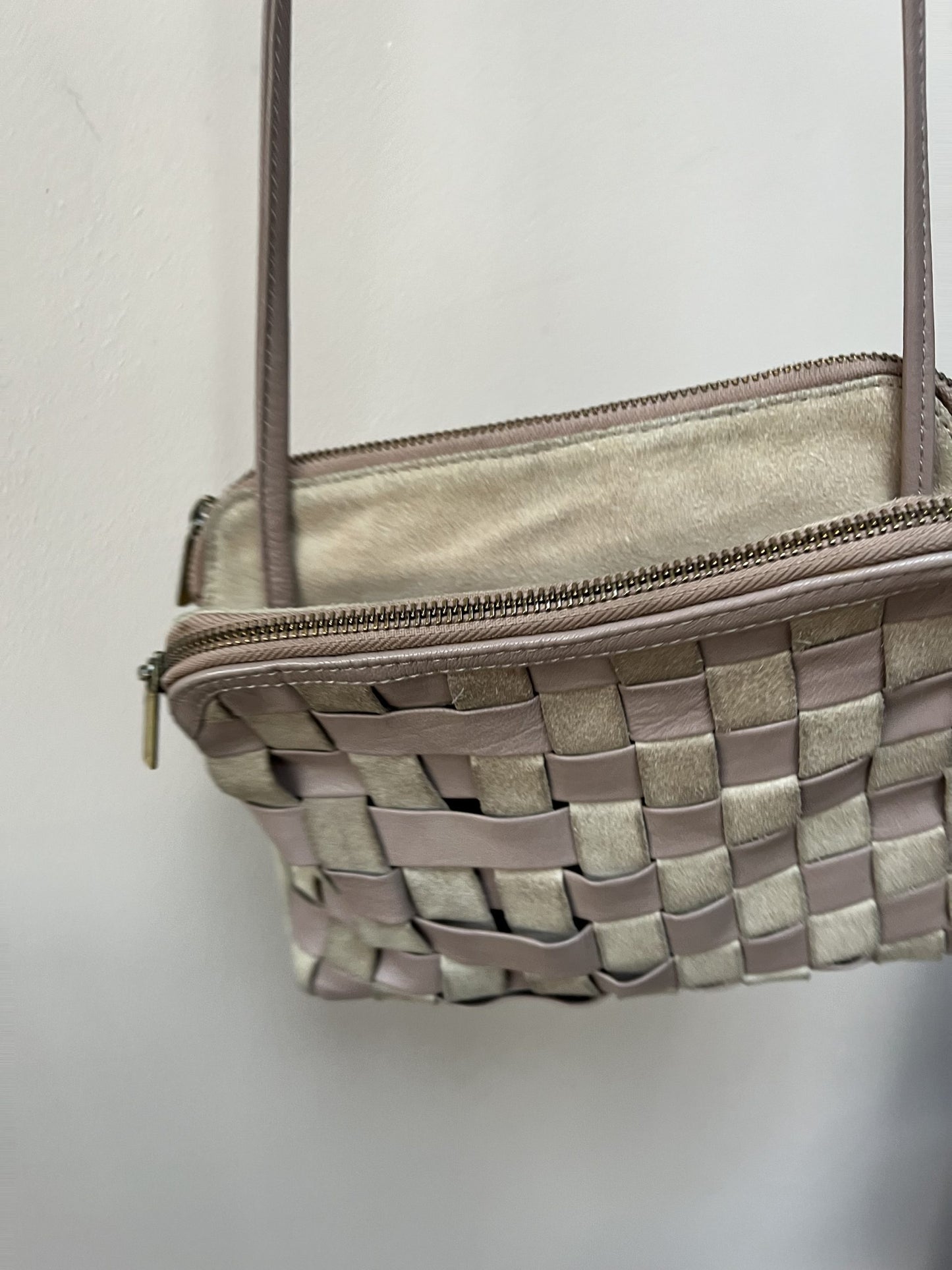 Vintage woven suede leather bag