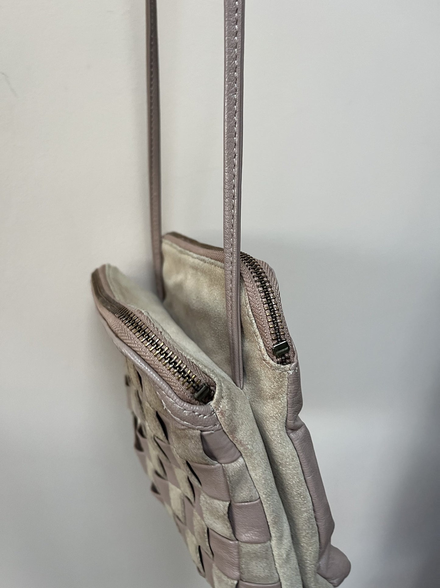 Vintage woven suede leather bag