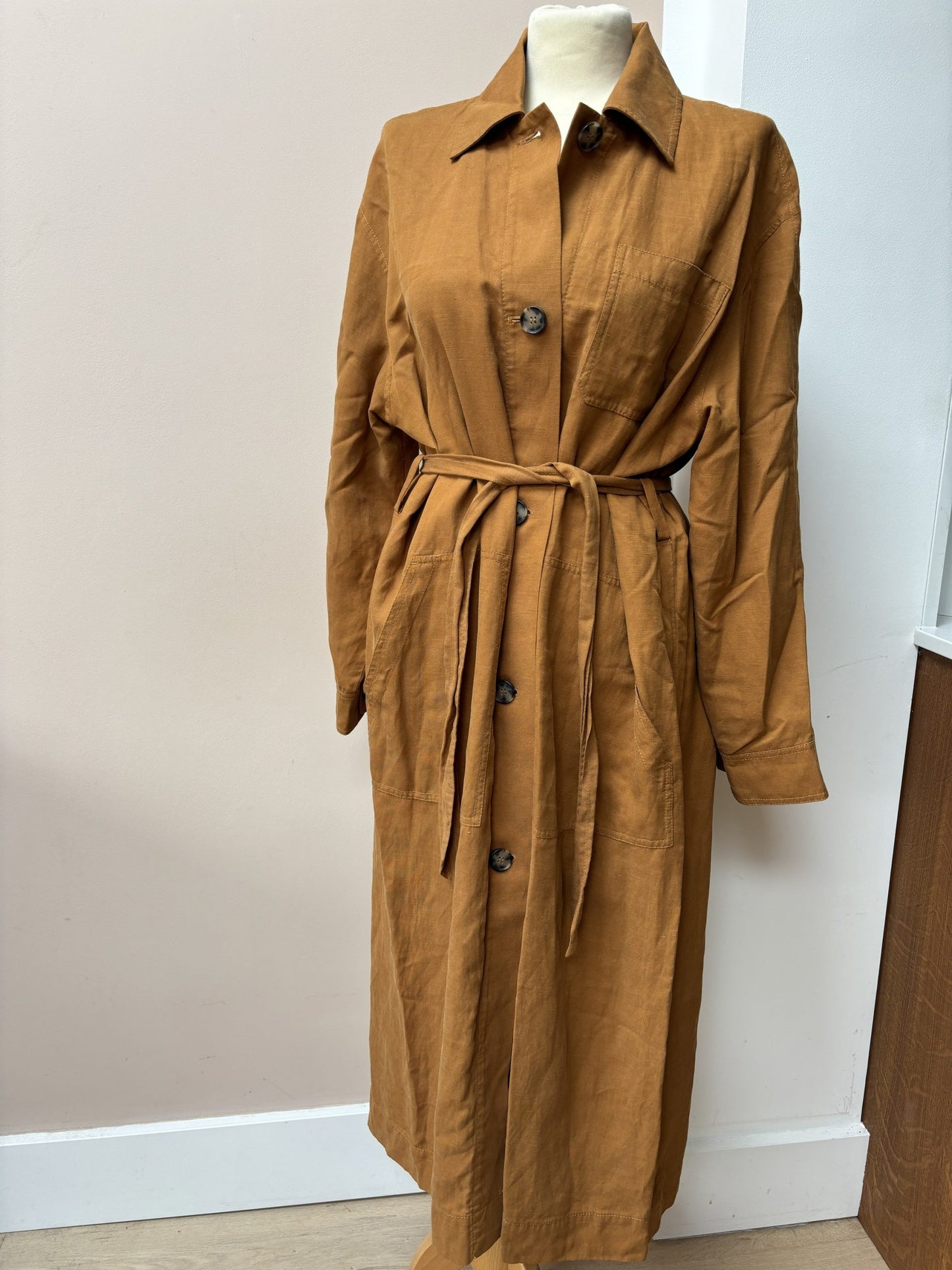 Gold rust lyocell linen cotton coat size 8/10