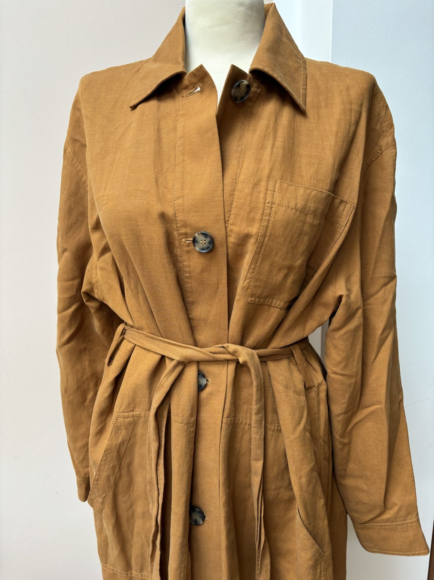Gold rust lyocell linen cotton coat size 8/10