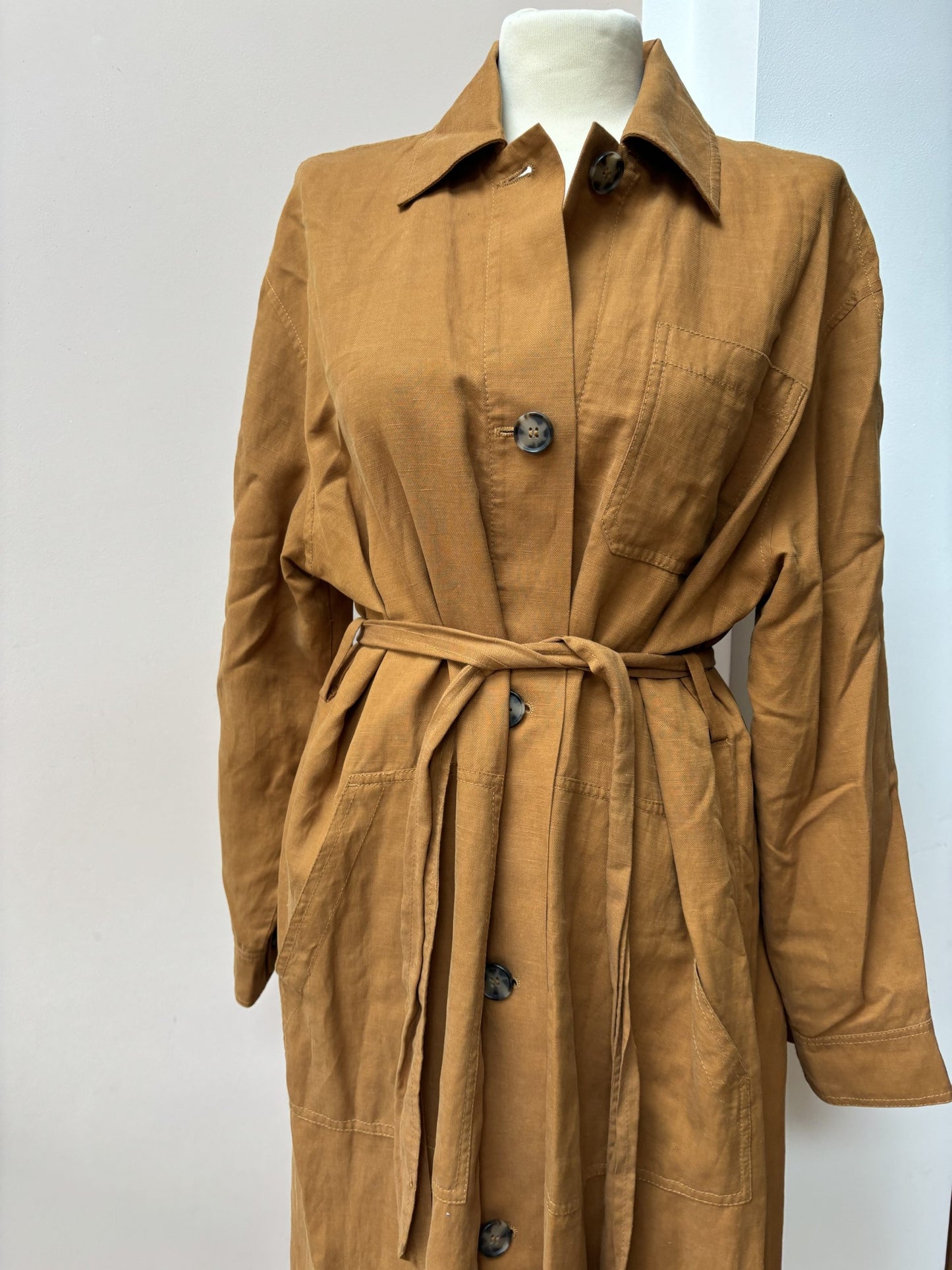 Gold rust lyocell linen cotton coat size 8/10