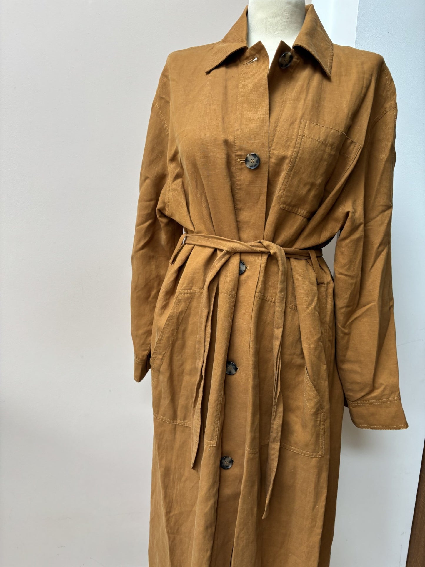 Gold rust lyocell linen cotton coat size 8/10