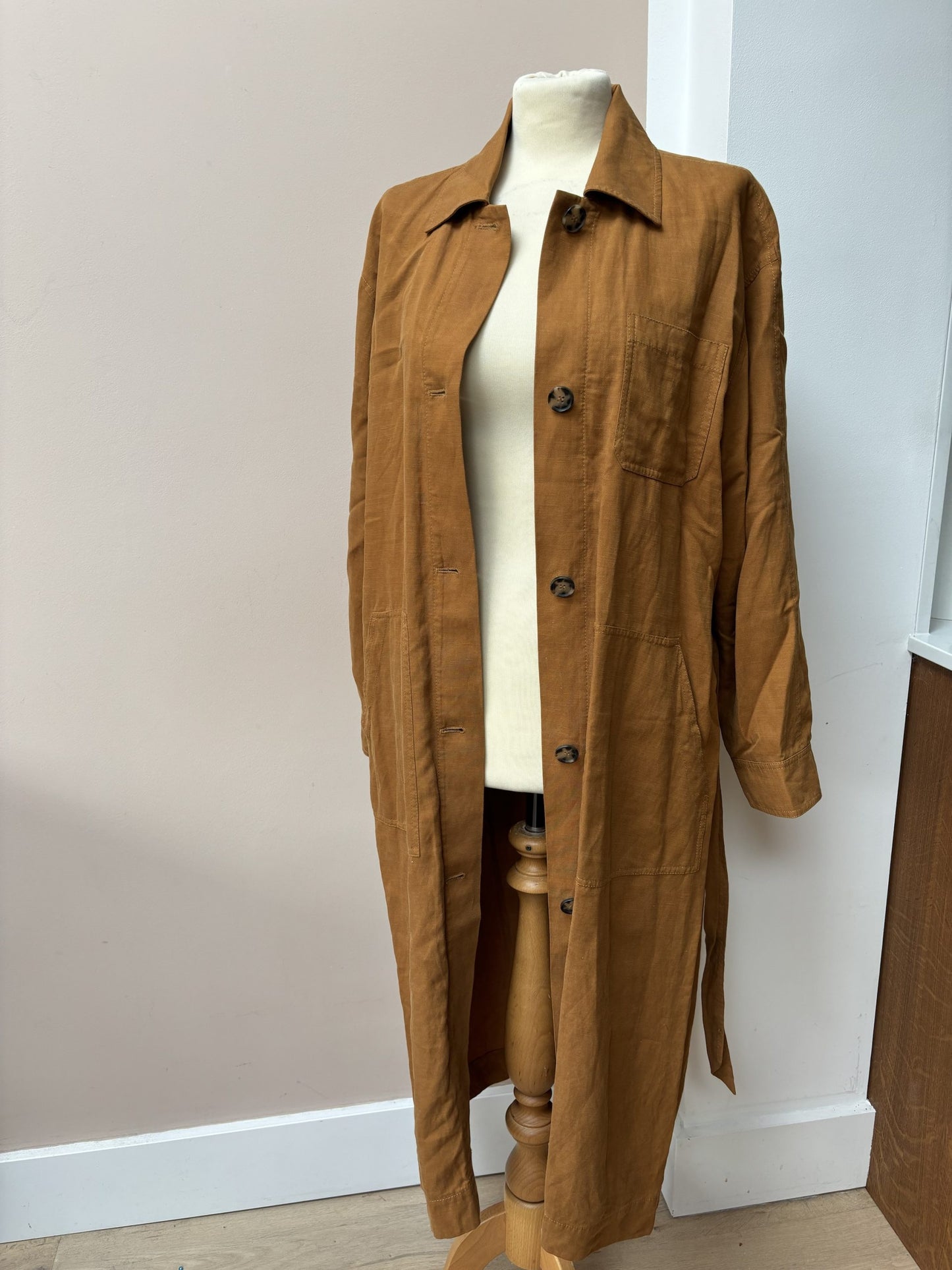 Gold rust lyocell linen cotton coat size 8/10
