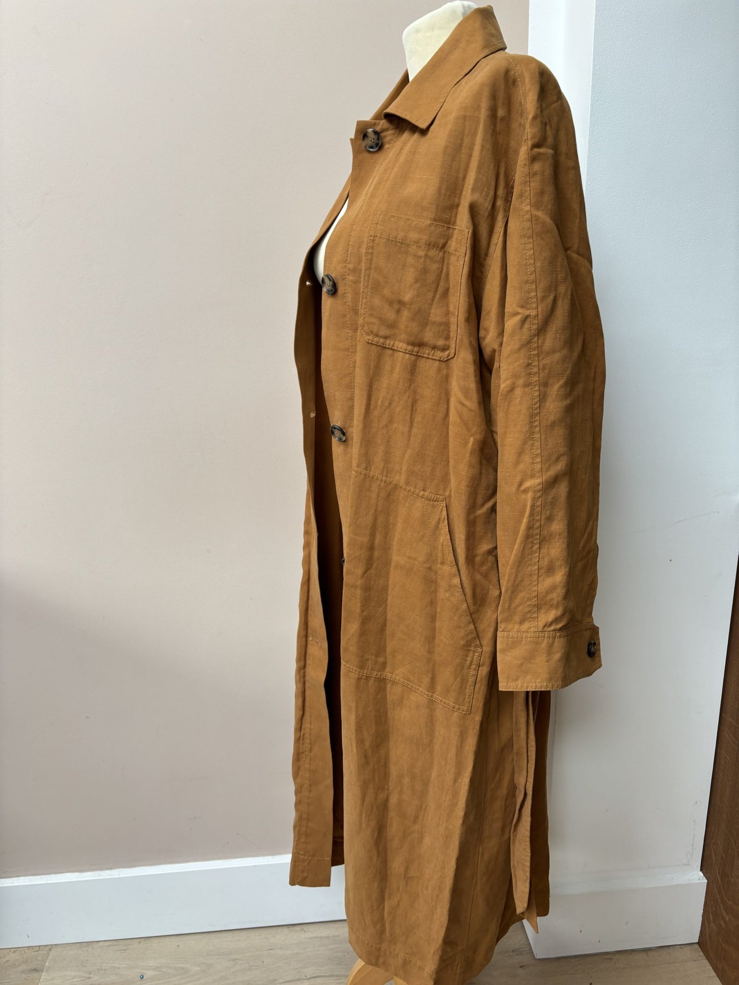 Gold rust lyocell linen cotton coat size 8/10