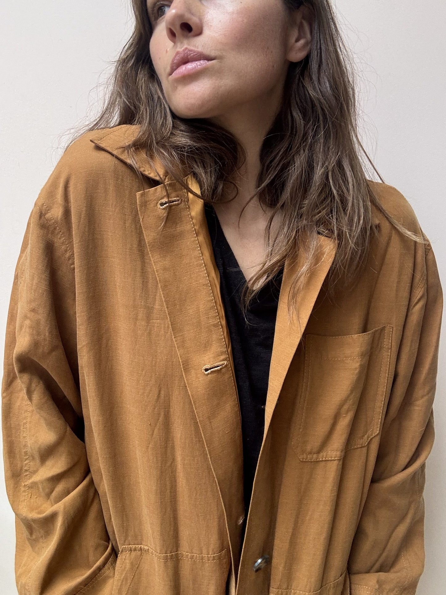 Gold rust lyocell linen cotton coat size 8/10