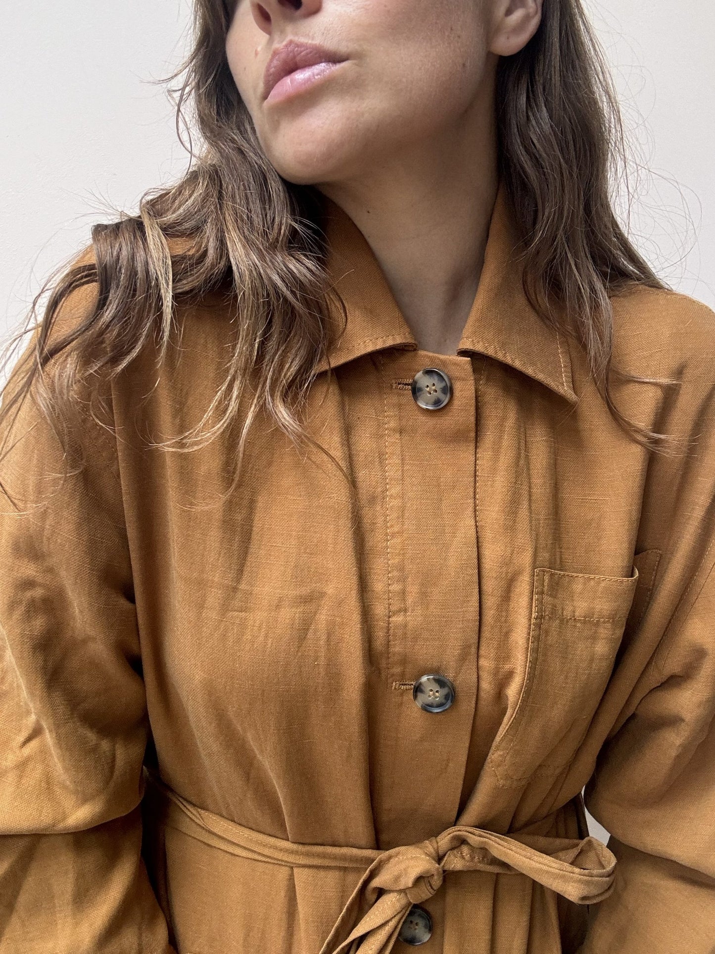 Gold rust lyocell linen cotton coat size 8/10