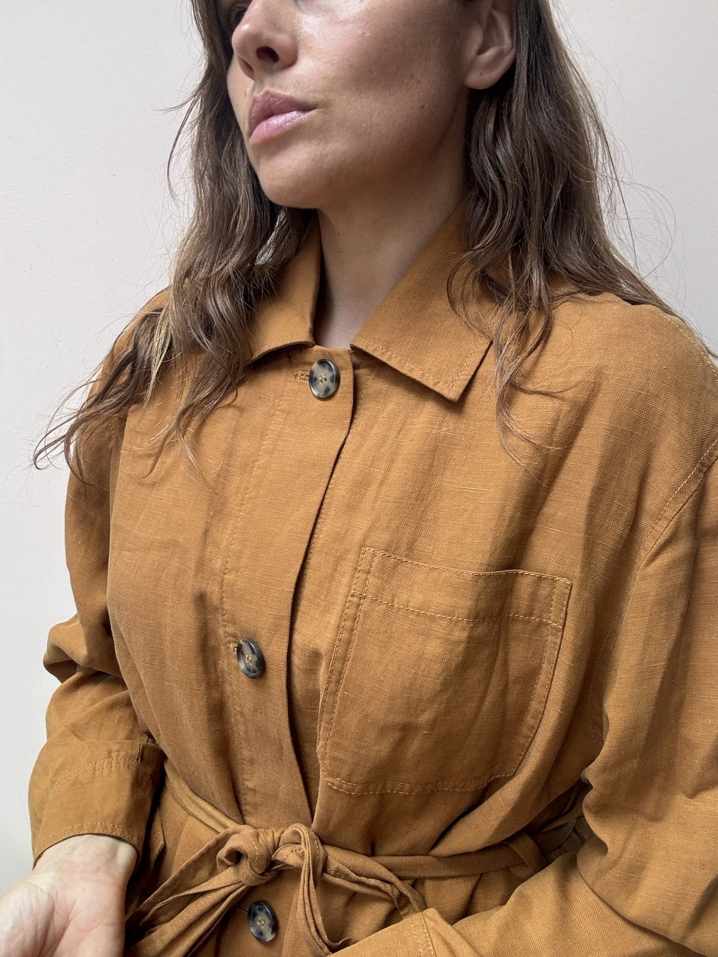 Gold rust lyocell linen cotton coat size 8/10