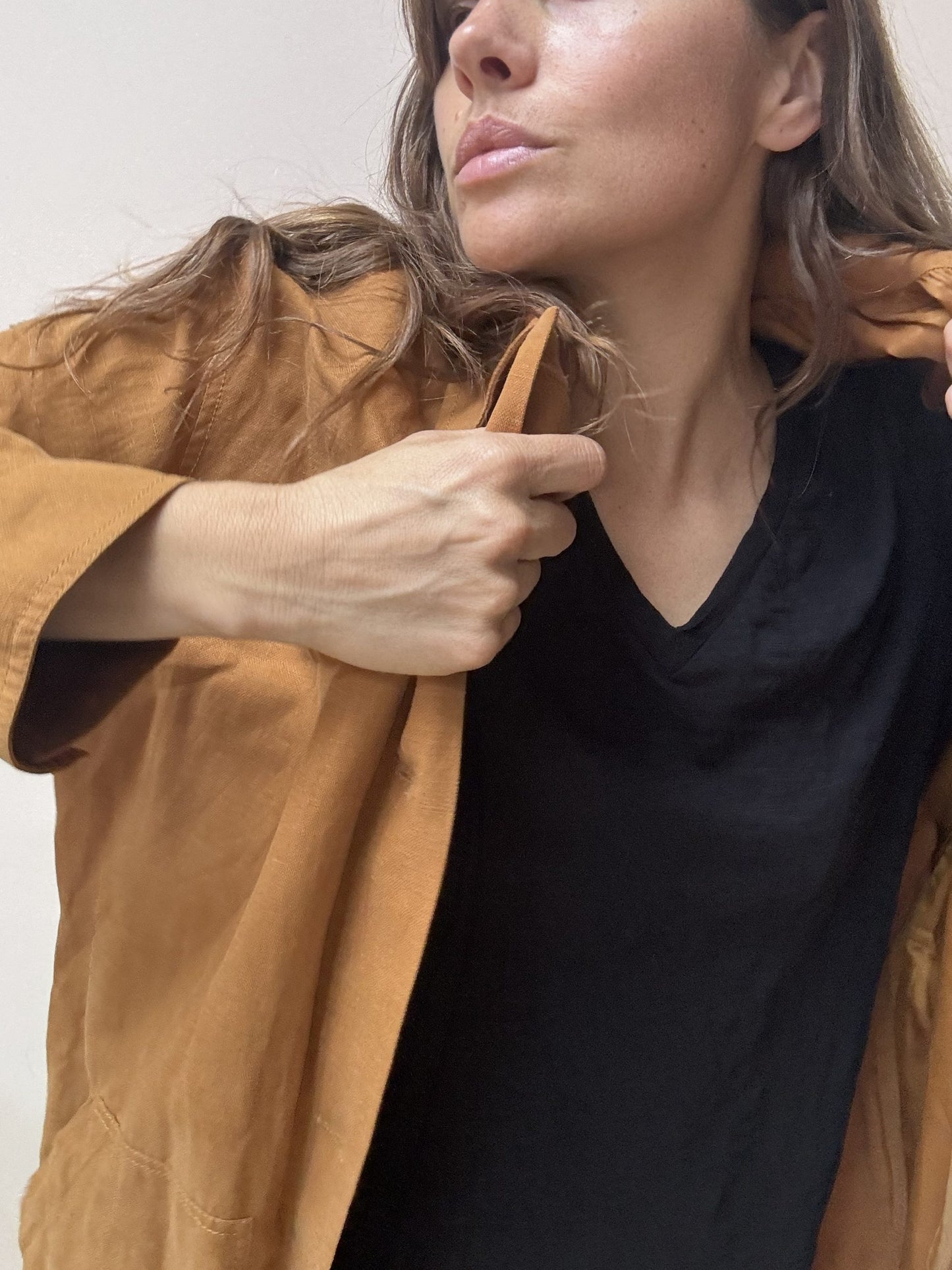 Gold rust lyocell linen cotton coat size 8/10