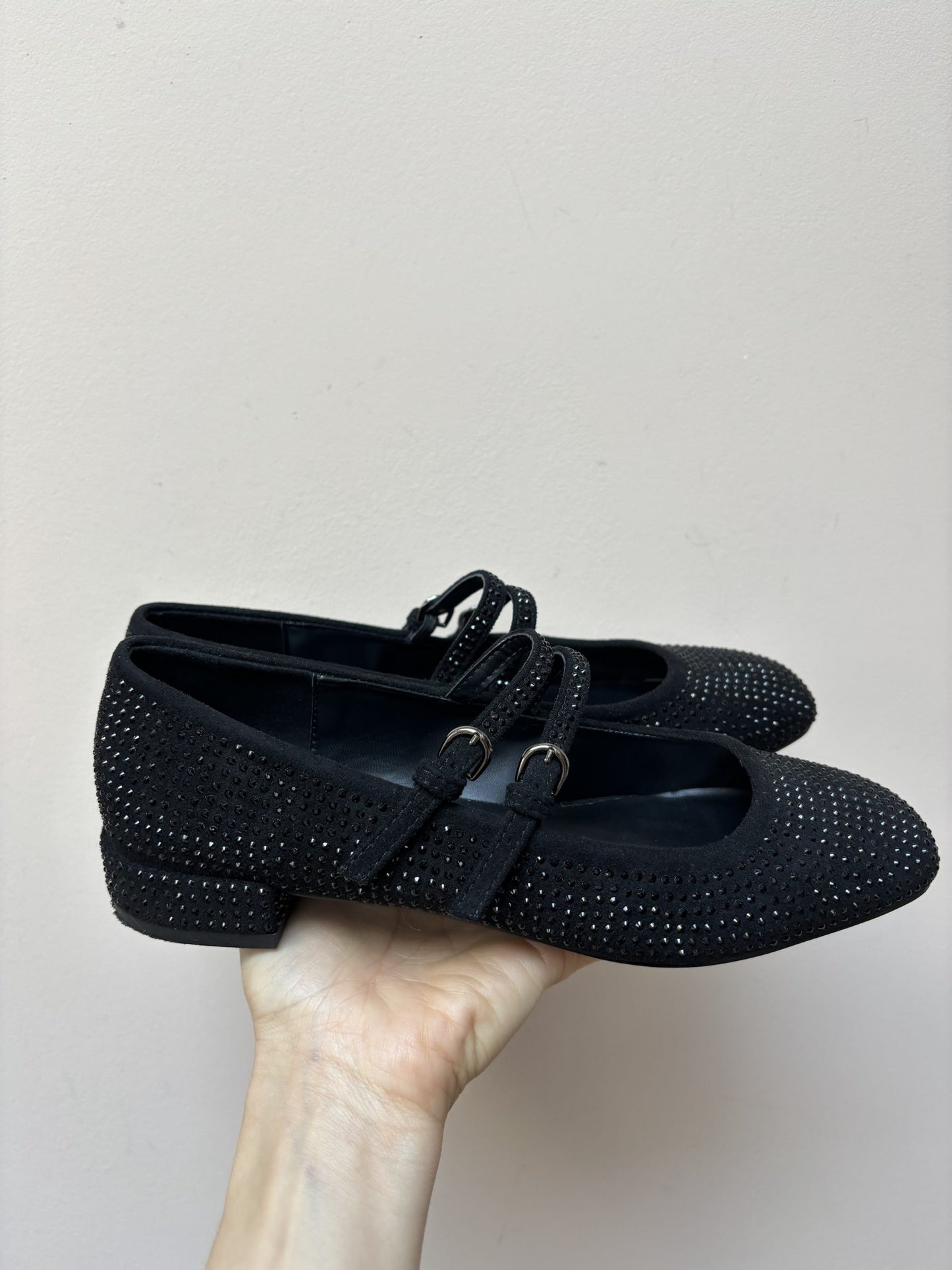 Black studded ballet pumps size UK5