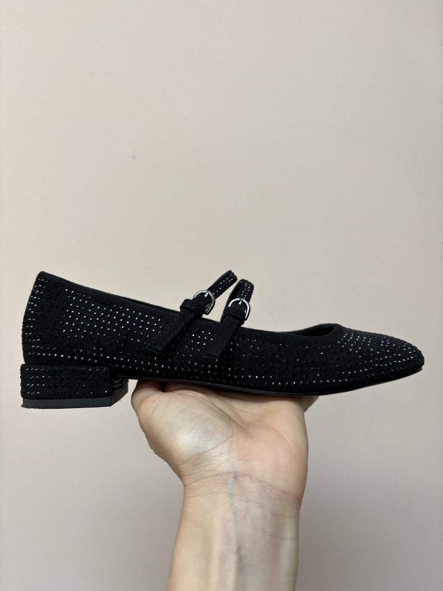 Black studded ballet pumps size UK5