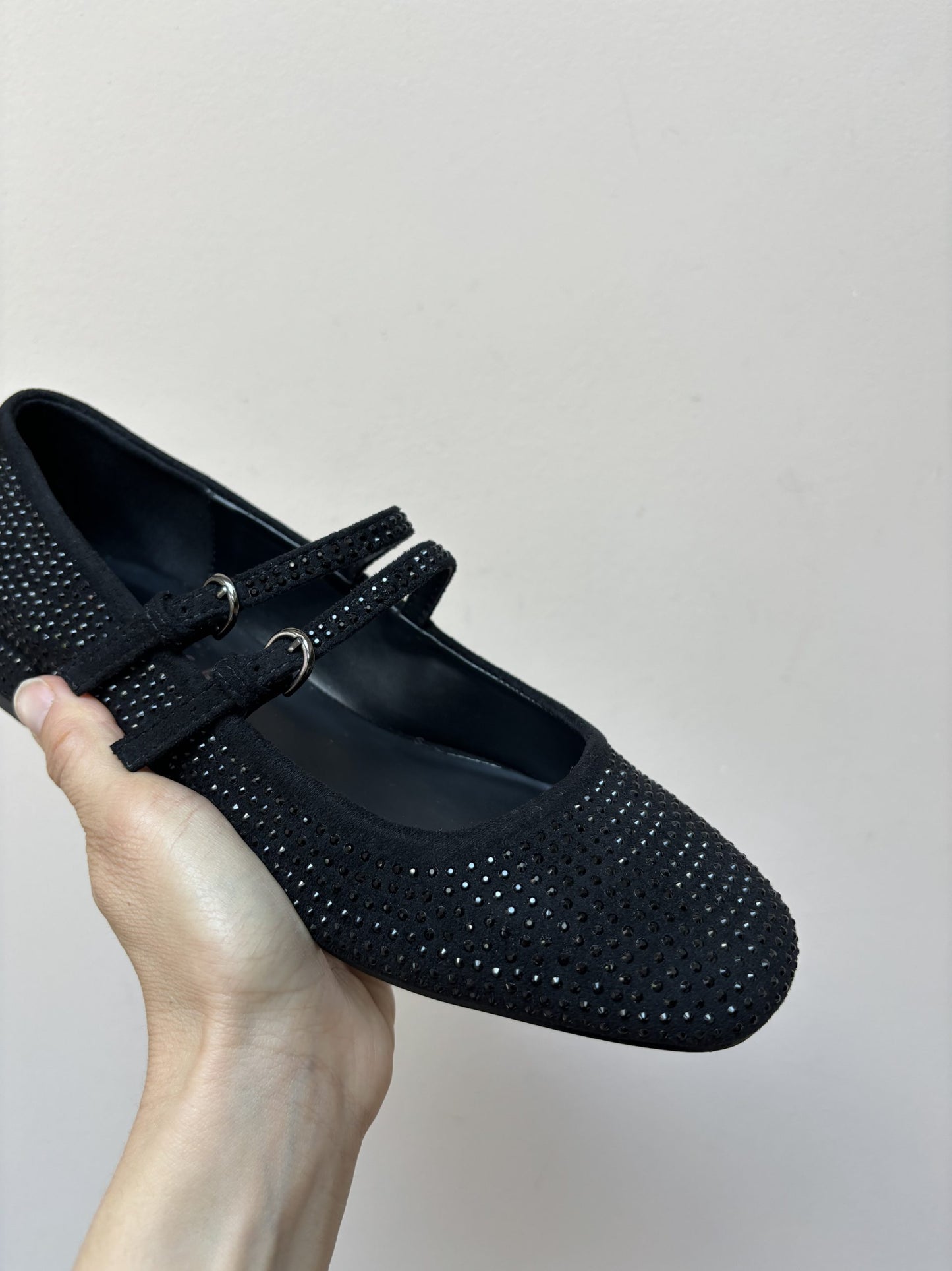 Black studded ballet pumps size UK5