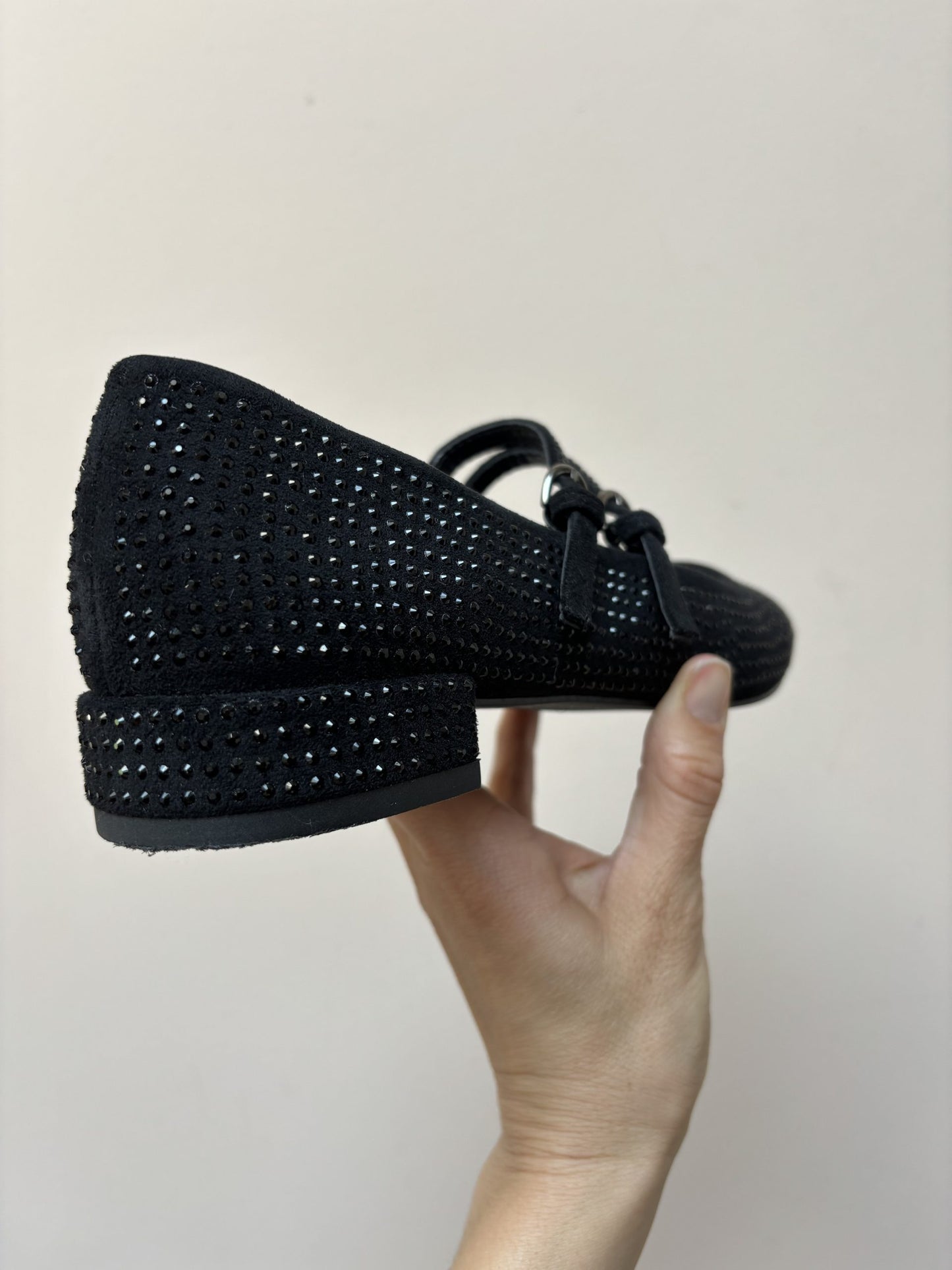 Black studded ballet pumps size UK5