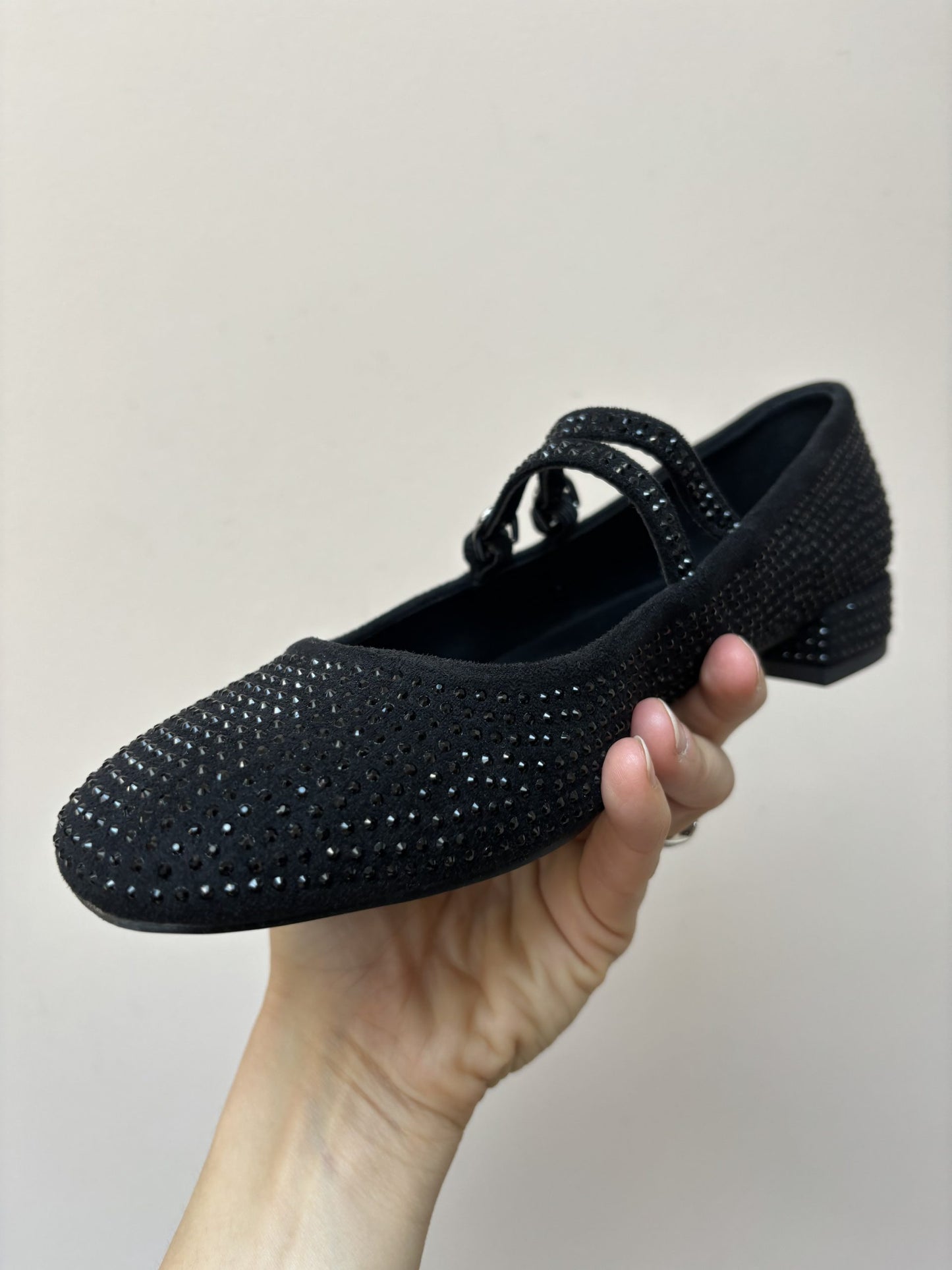 Black studded ballet pumps size UK5