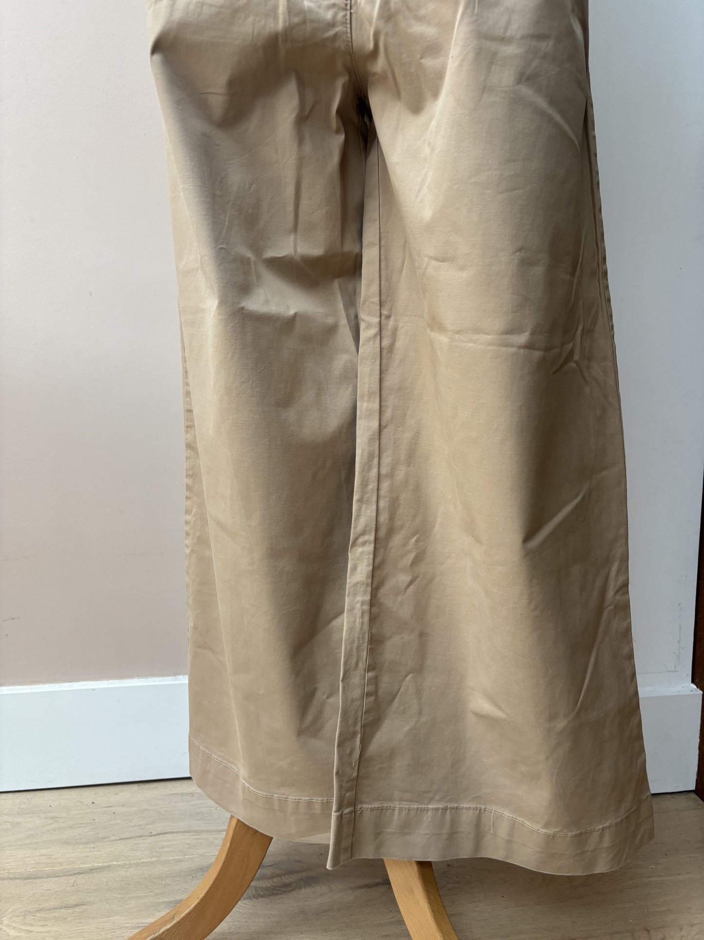 Beige cotton wide leg trousers size 10