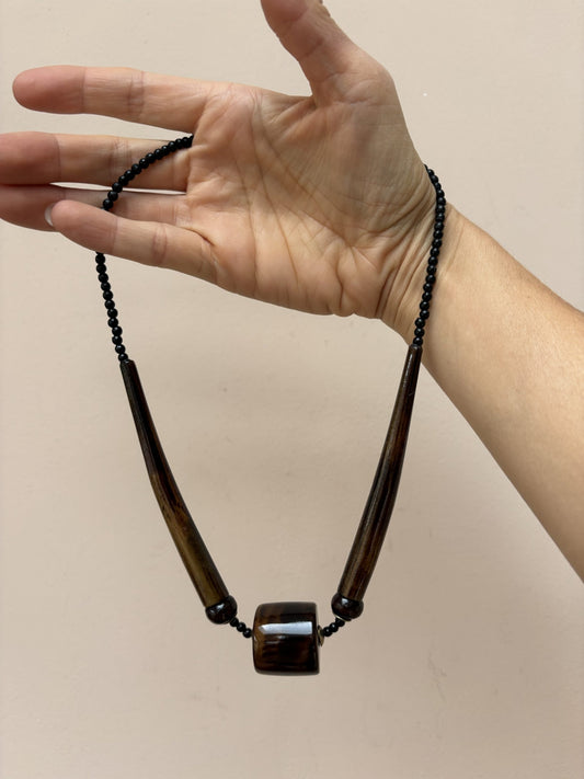 Vintage mid century art deco style brown necklace