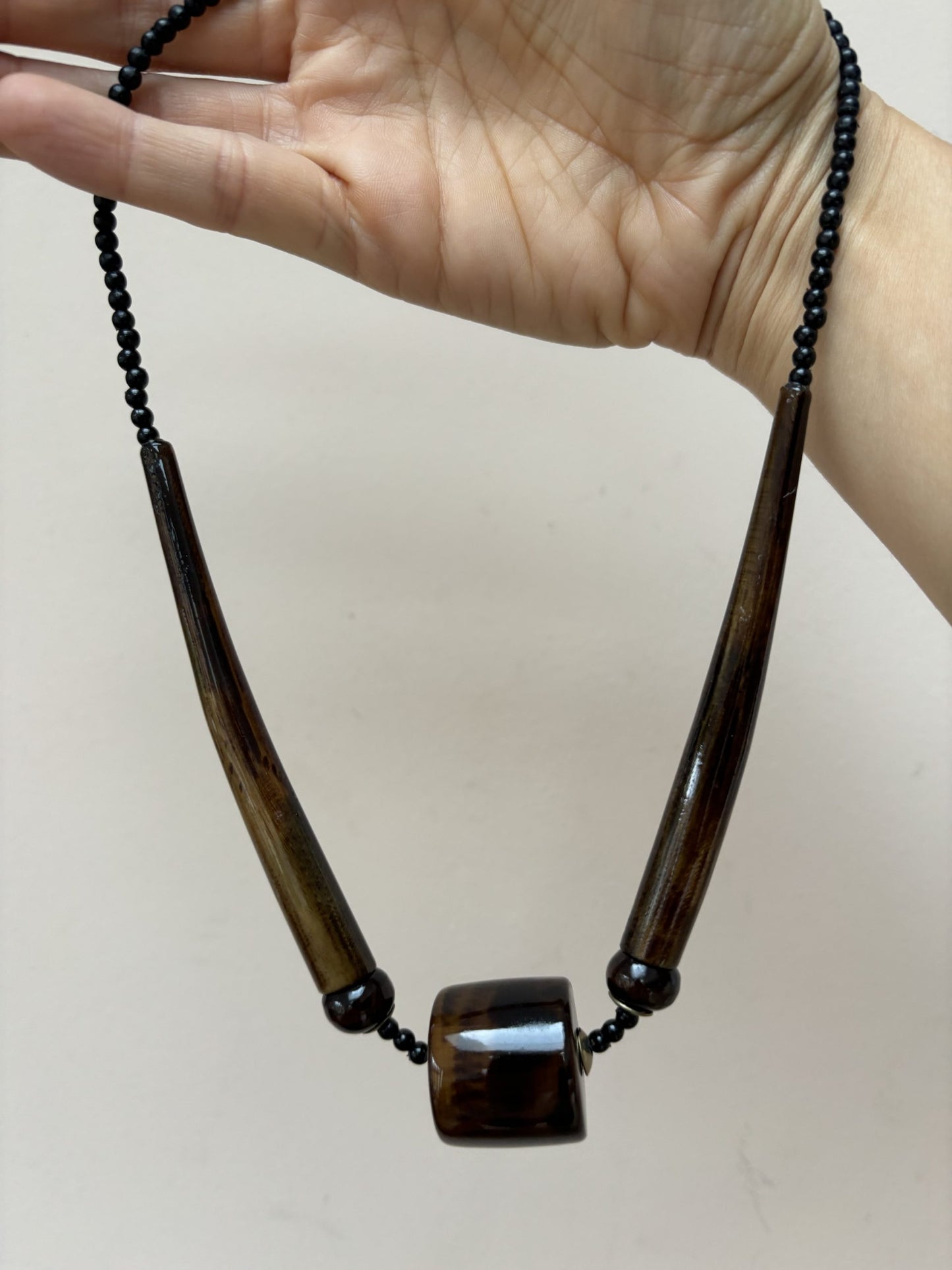 Vintage mid century art deco style brown necklace