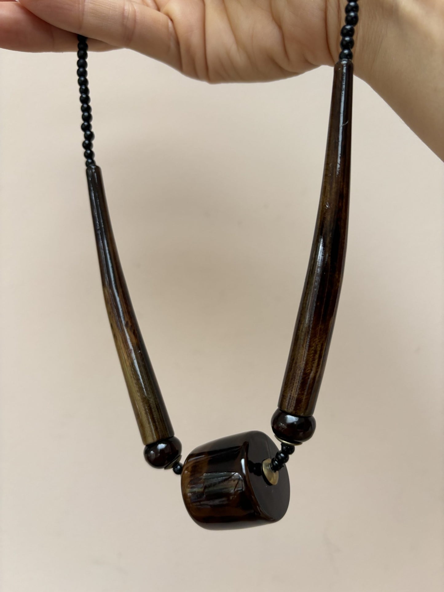 Vintage mid century art deco style brown necklace