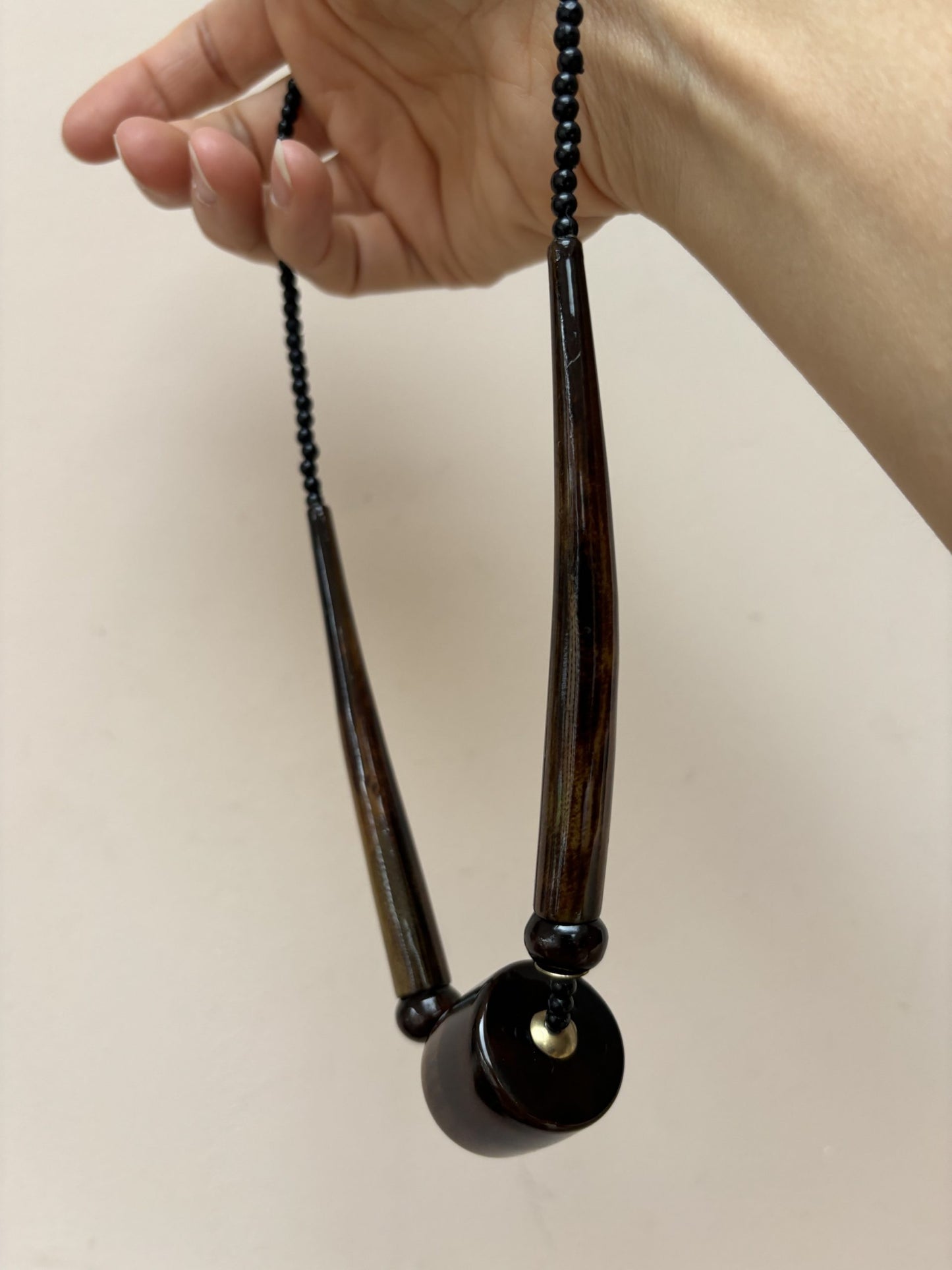 Vintage mid century art deco style brown necklace