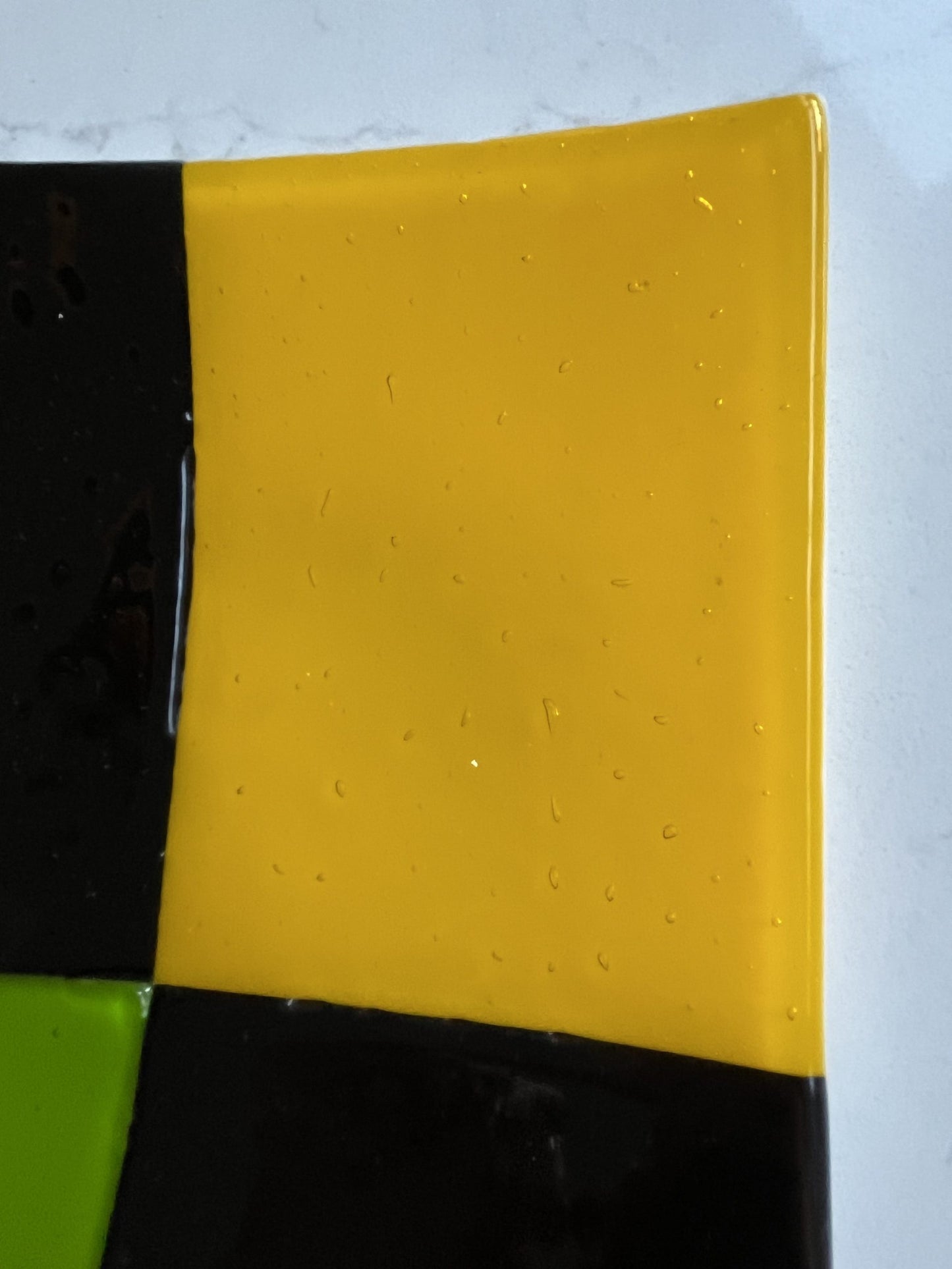 Vintage curved glass trinket tray in block colours