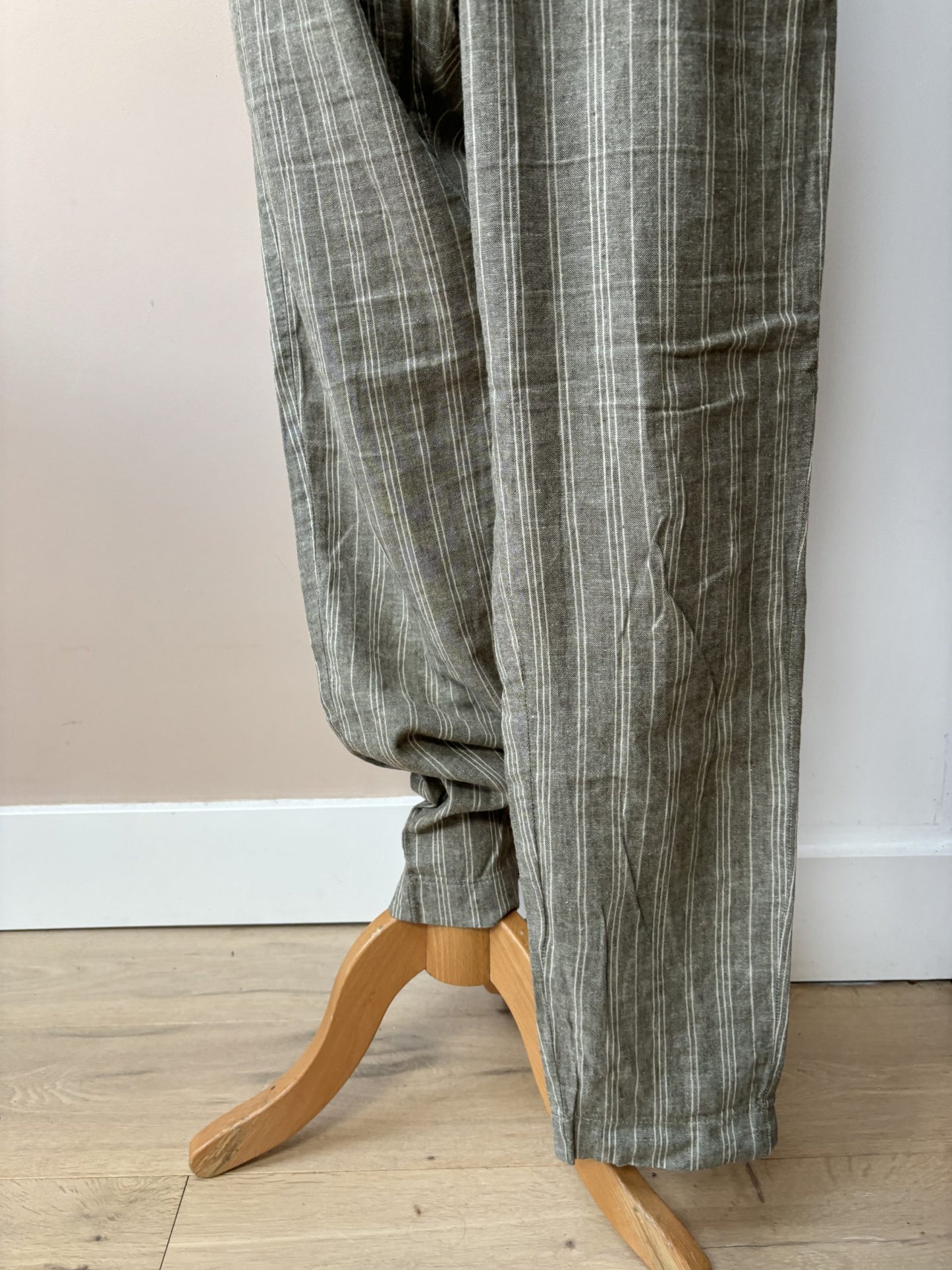 Olive cream linen cotton mix trousers size 12