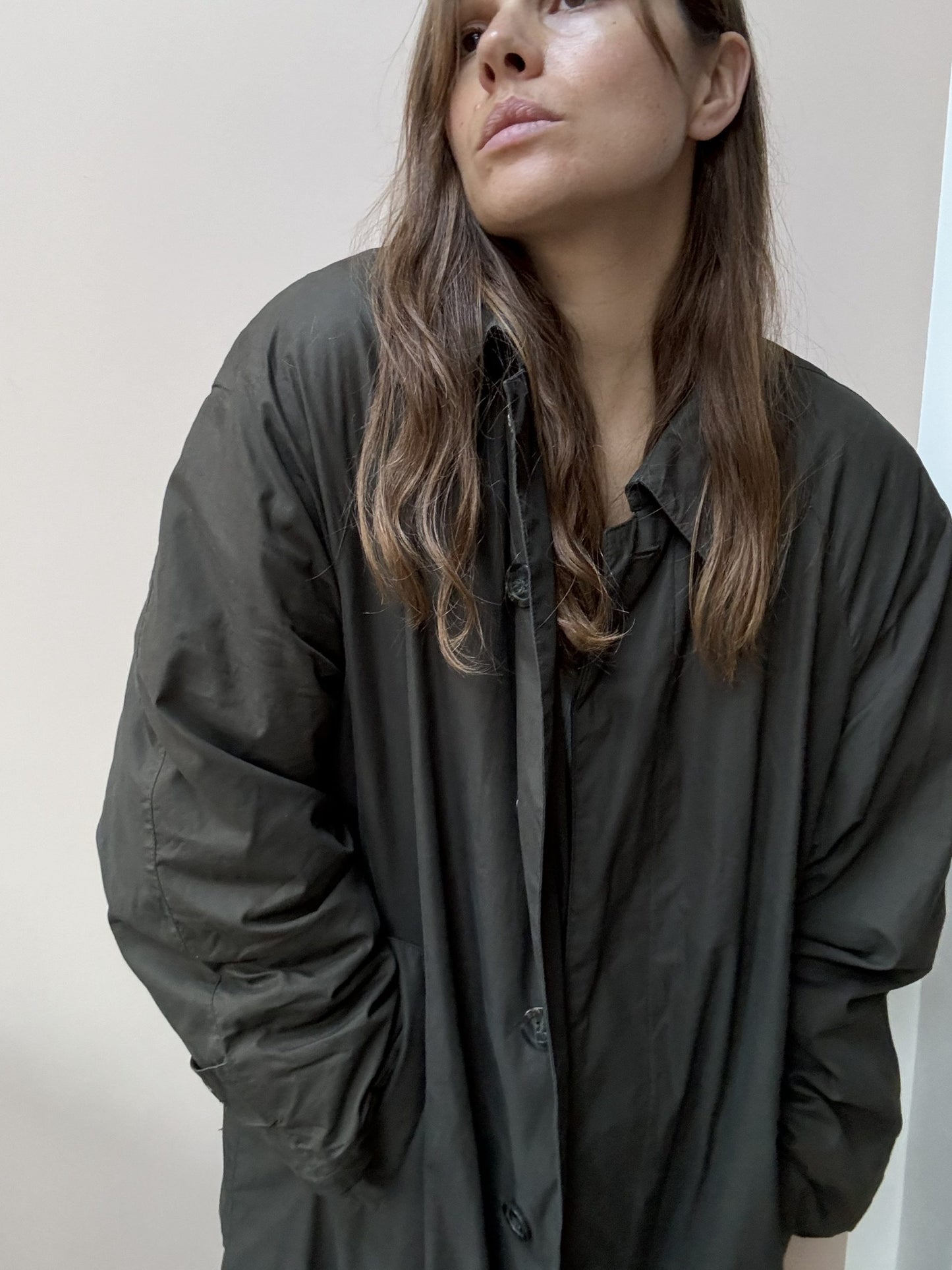 Long green coat, fully lined size 12