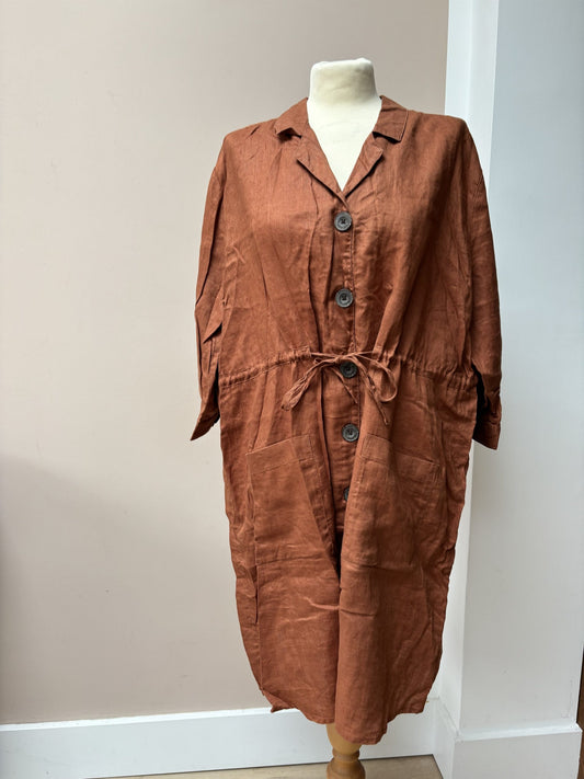 Brown linen tunic dress size 18