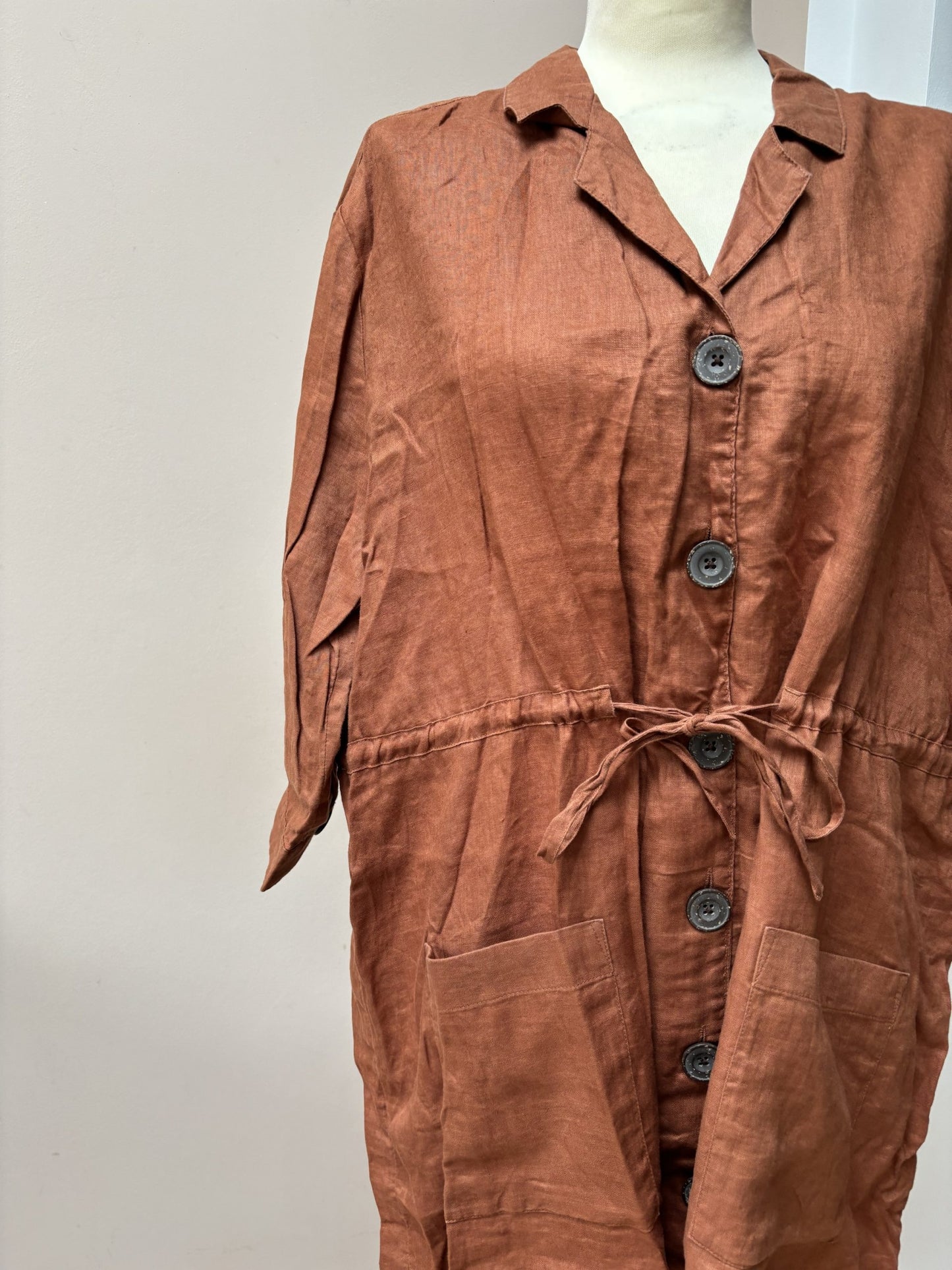 Brown linen tunic dress size 18