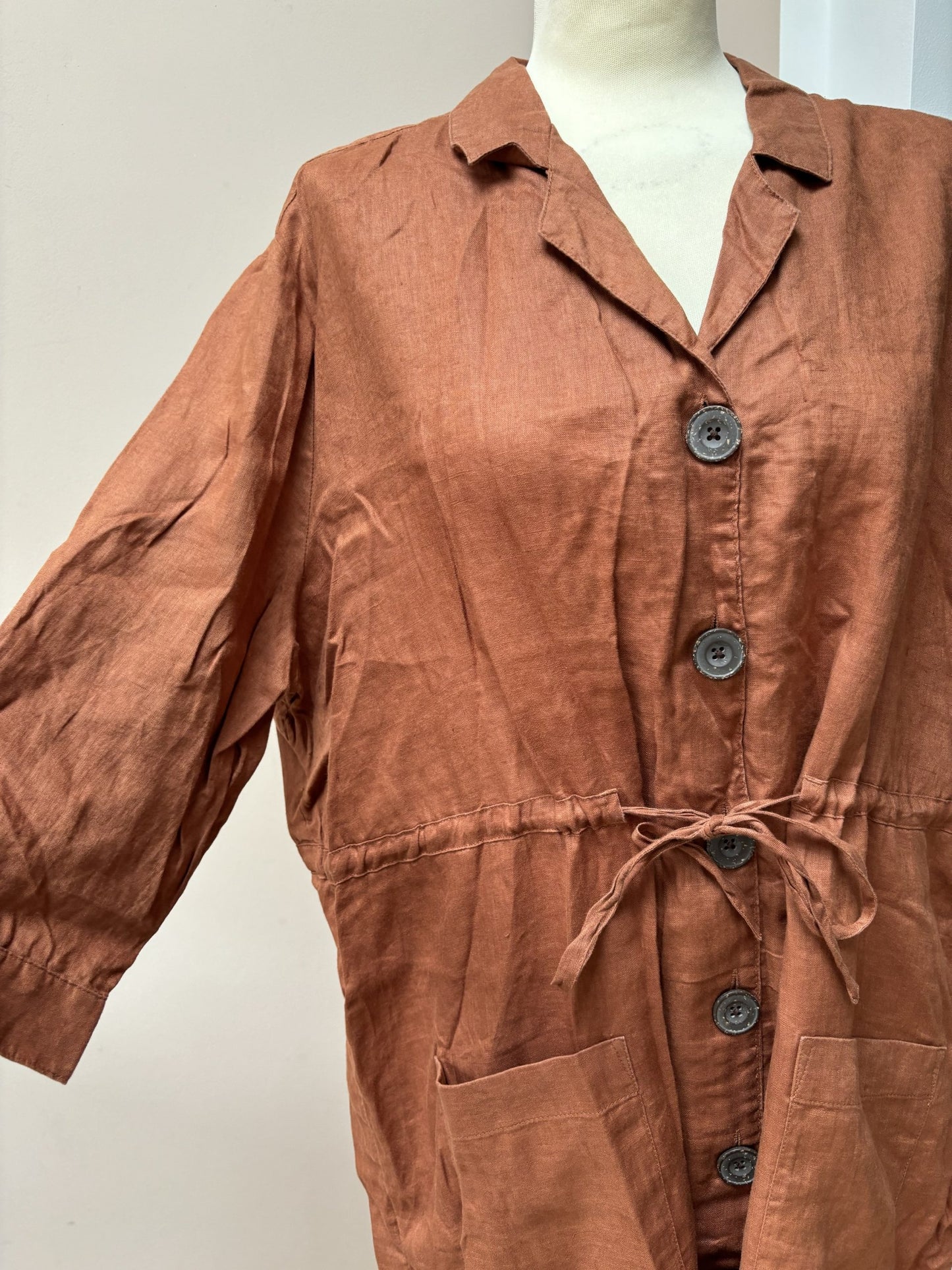 Brown linen tunic dress size 18